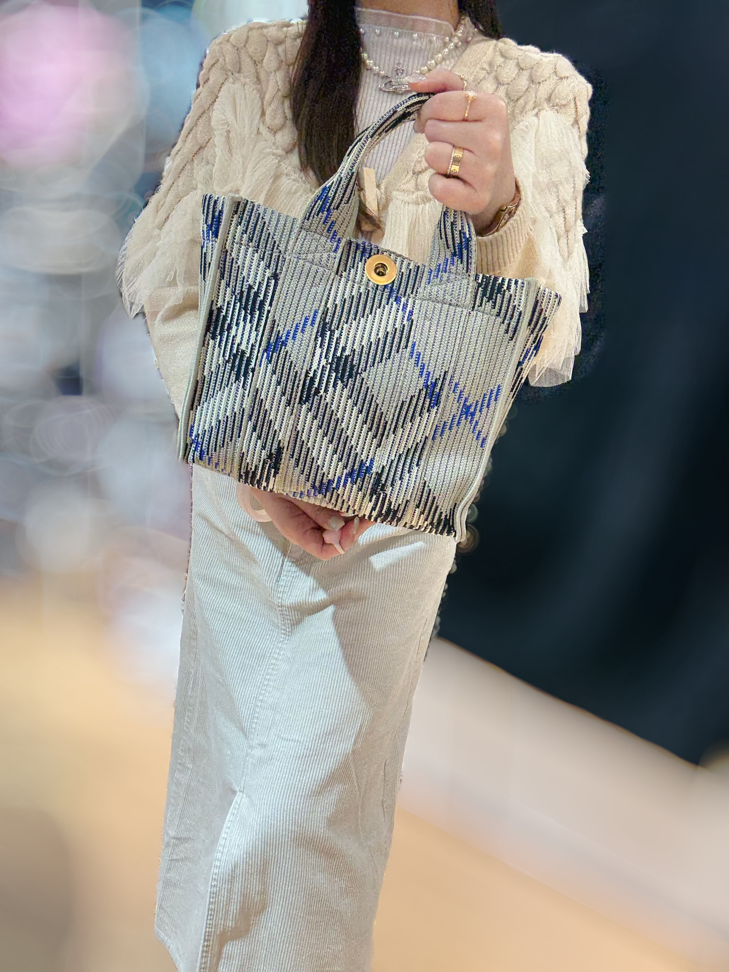 Burberry mini check tote lichen