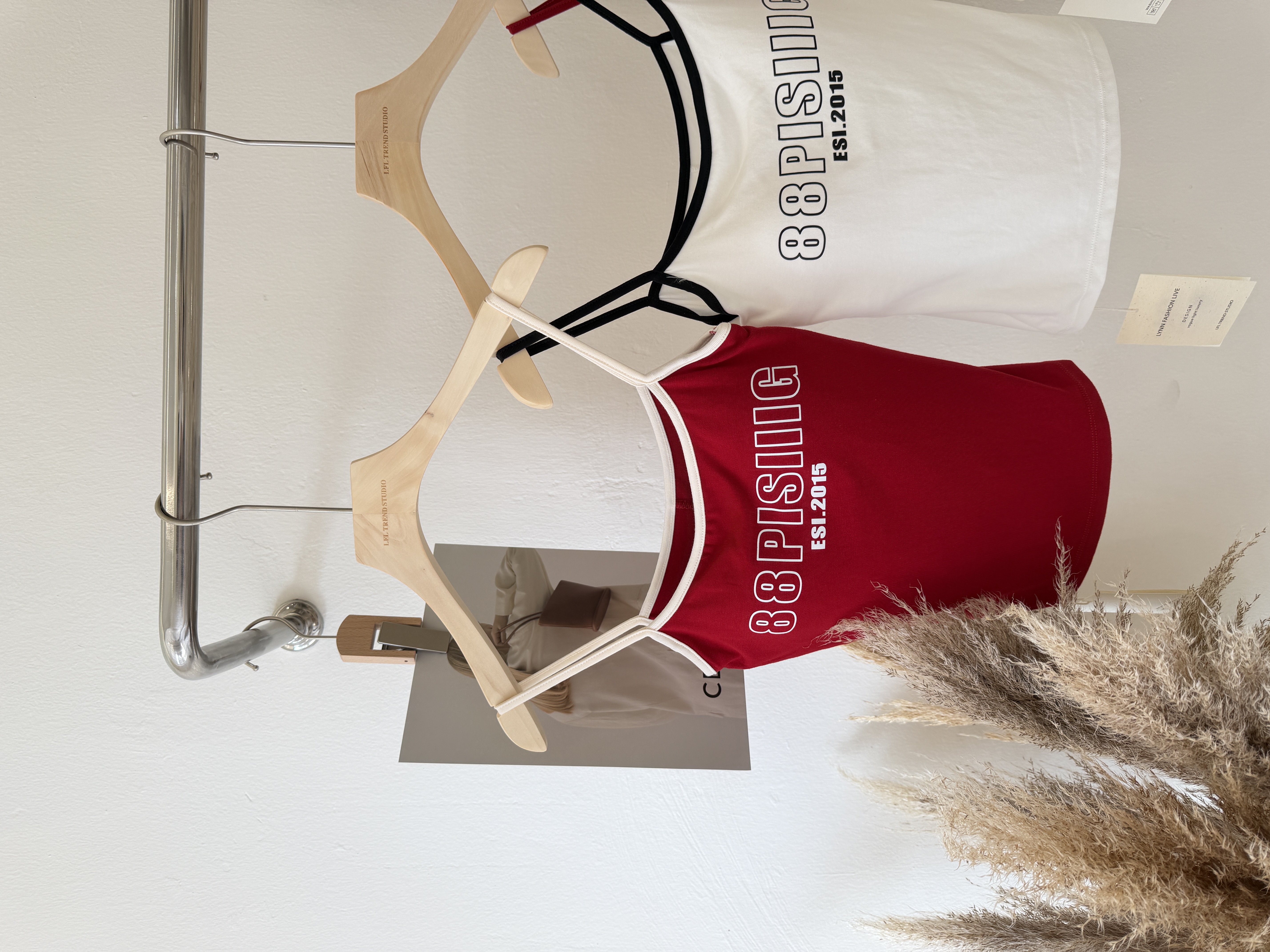 6629 辣妹撞色字母胸垫吊带