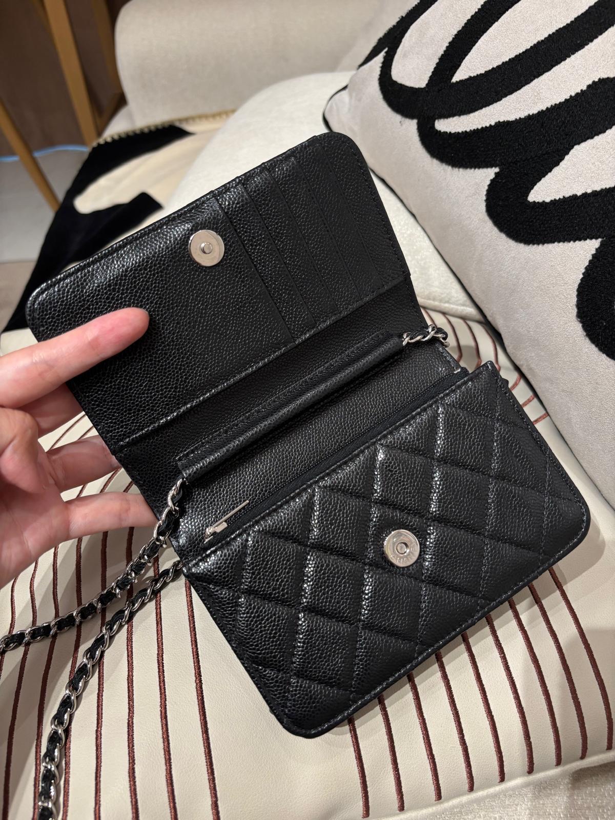Chanel wallet on chain mini woc 黑色荔枝牛皮 100%Authentic ,95%new ✅card  ✅Box