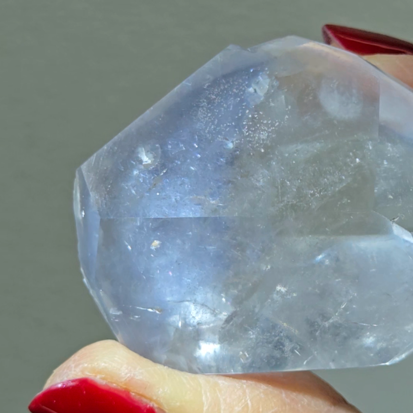 Dumortierite point with baby blue fibrous needles - DM37