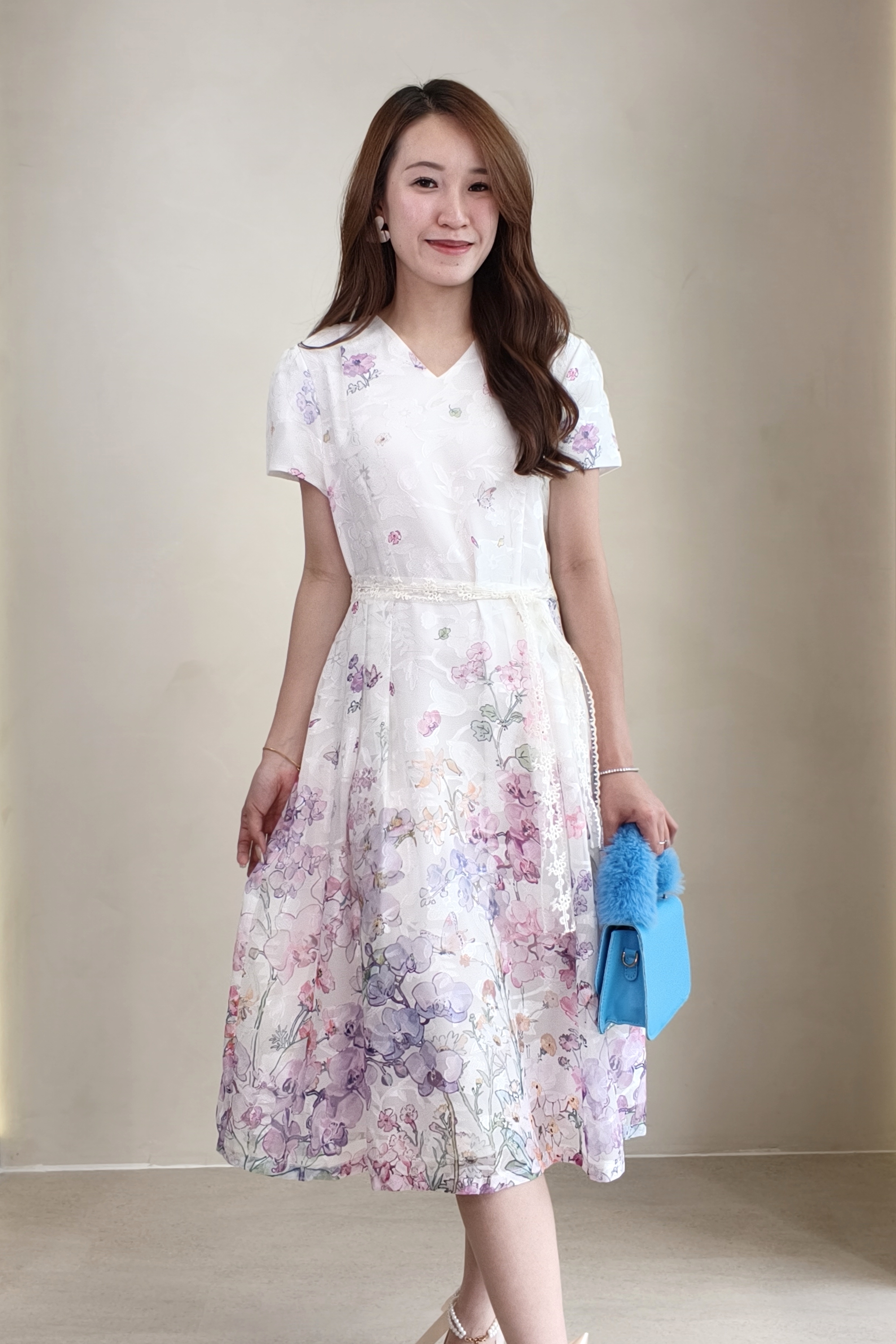 210545 Elegant Floral Fit & Flare Dress