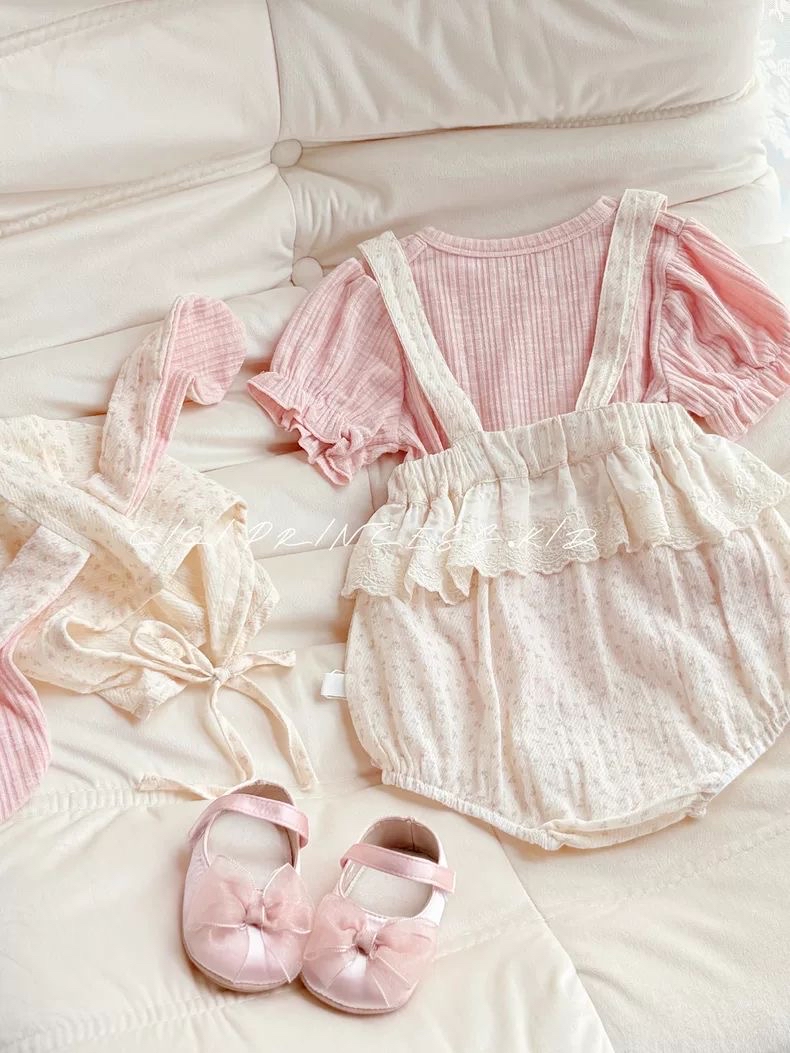 561646 | Baby Girl's Pink Ribbed Romper