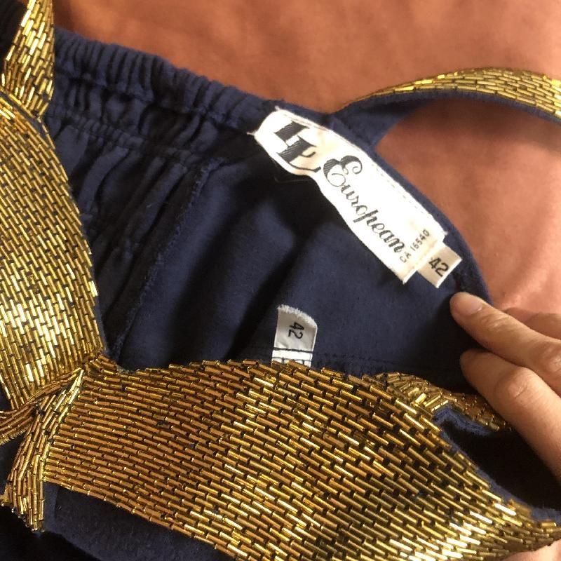 C.a. 1980s-90s Made in Hong Kong Midnight x Golden Tube Beadwork - Vest Top and Outer (MT485)