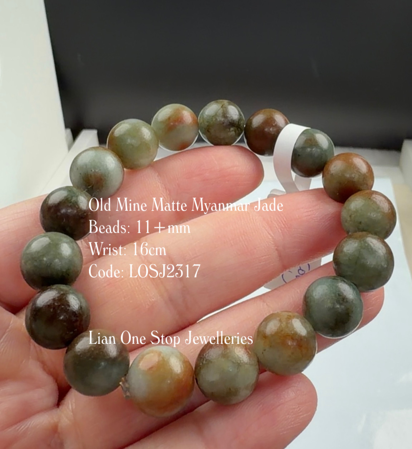 Code: LOSJ2317 Old Mine Matte Myanmar Jade 11+mm