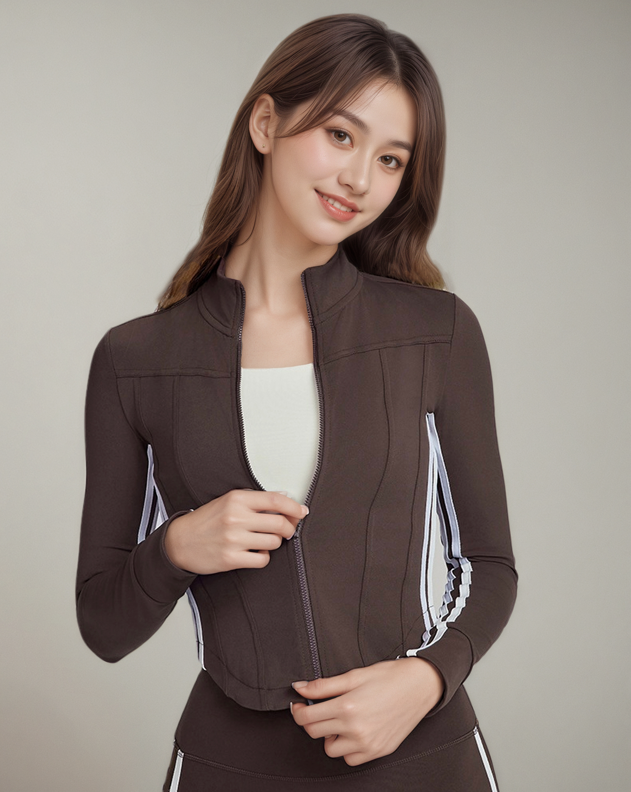 高級感修身立領拉鍊瑜珈外套
