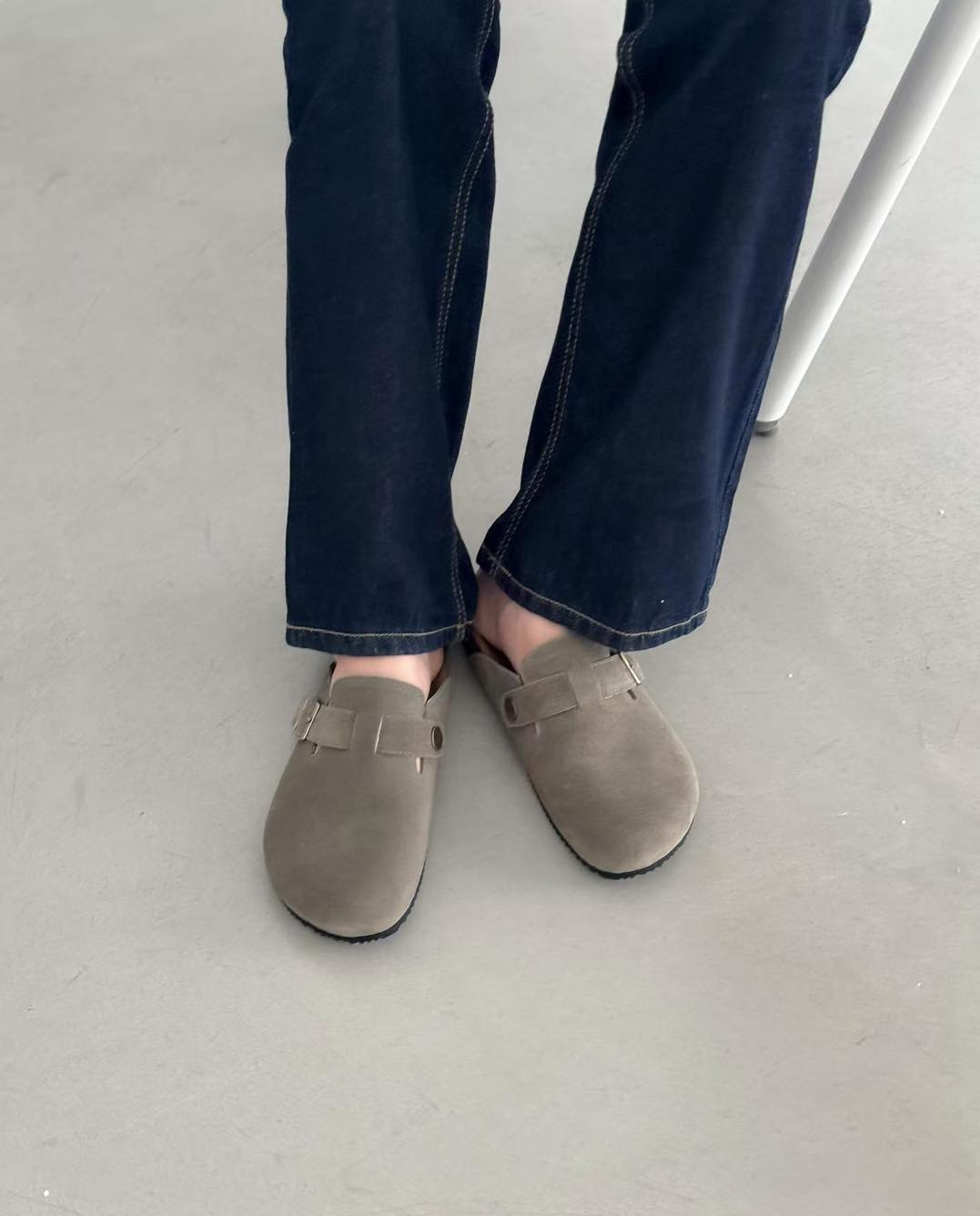 復古真皮懶人拖鞋