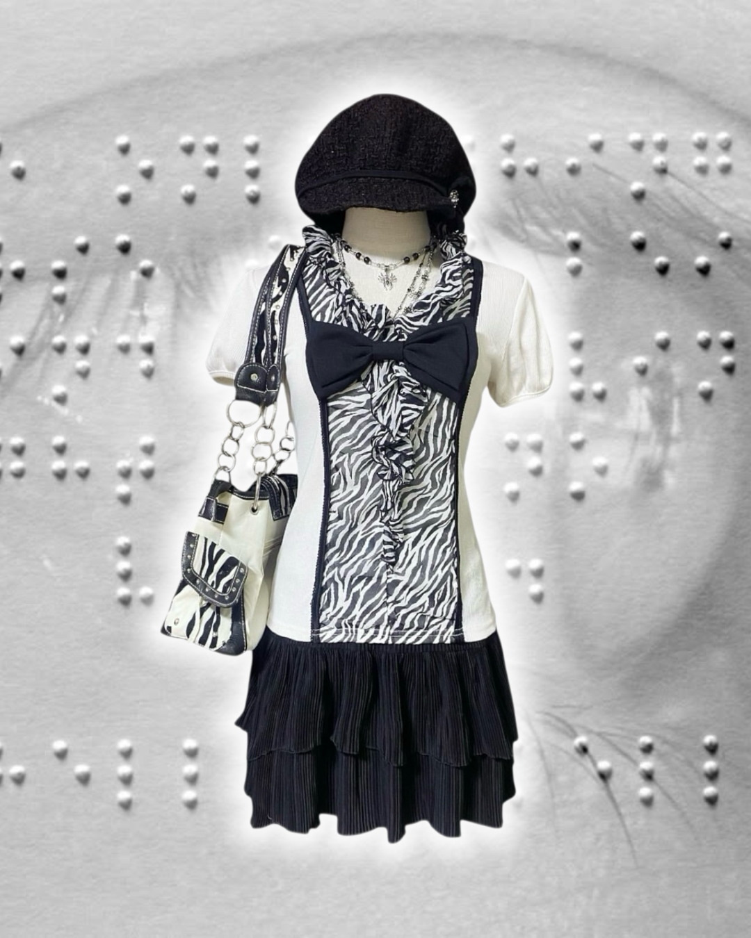 Zebra-patterned Ruffle Top