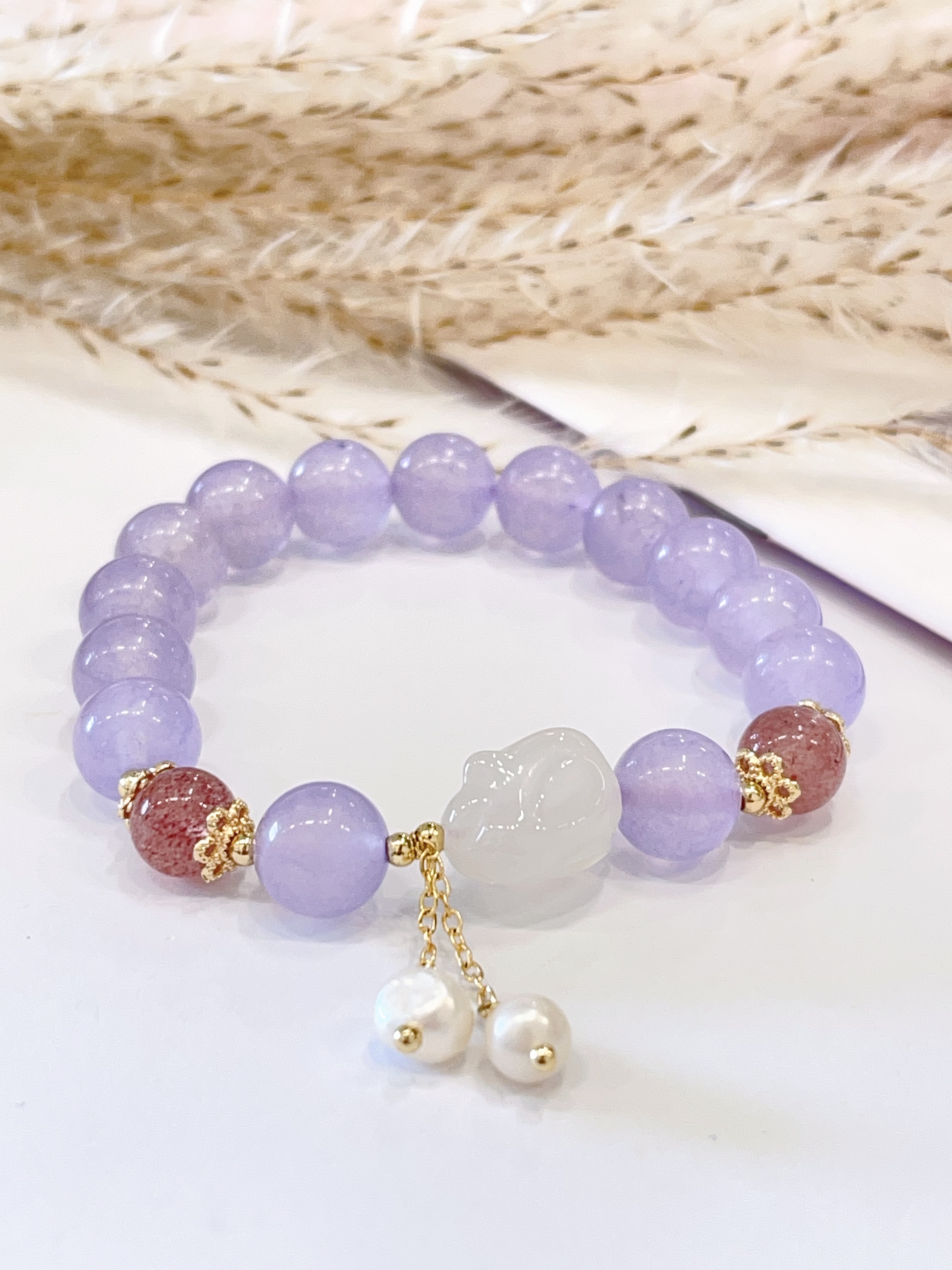 💜 薰衣草紫水晶 × 草莓晶手串 Lavender Amethyst & Strawberry Quartz