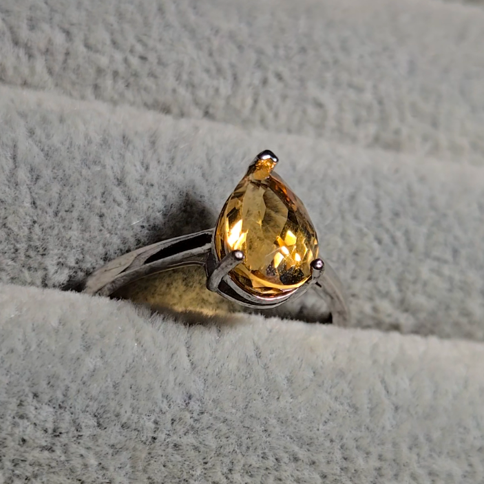 Gem-grade citrine ring in adjustable sterling silver - CT177