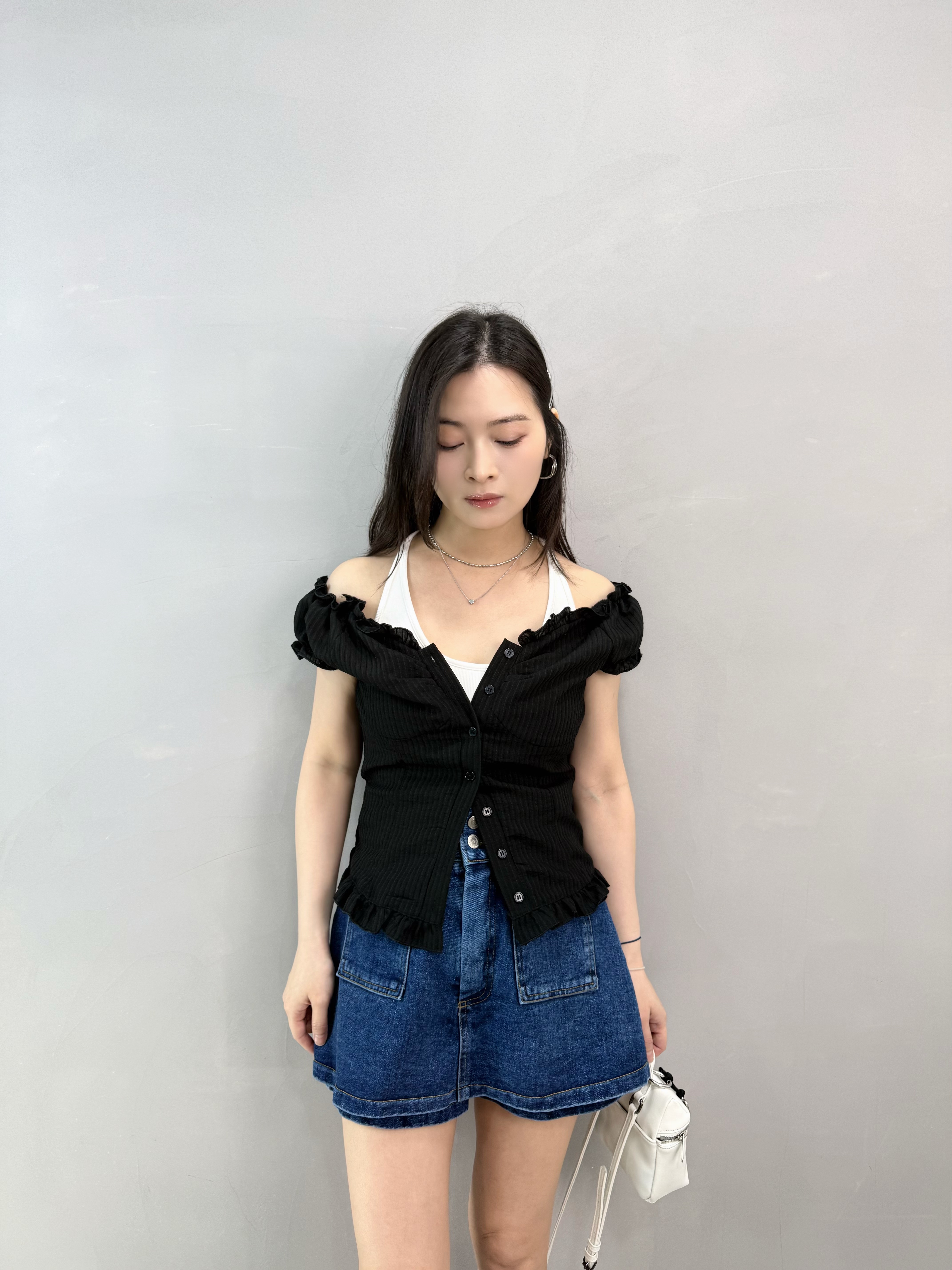M82 兩著條子Ruffle Top