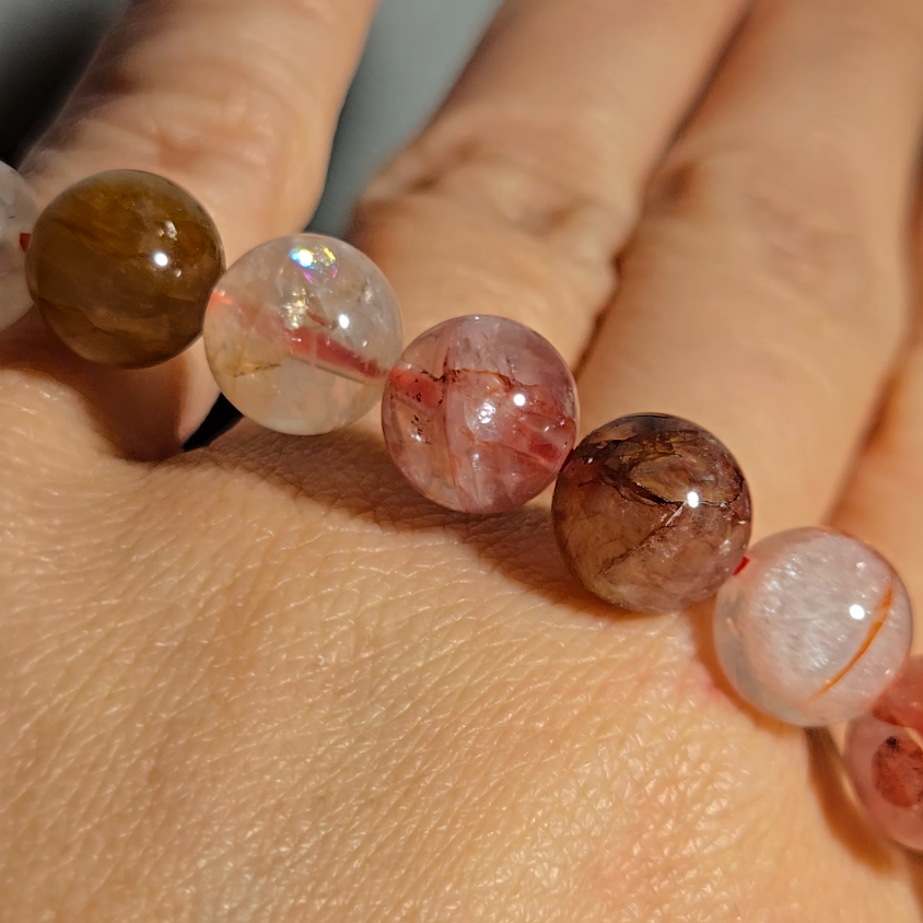 Fire quartz 9.3mm bead bracelet - JW121