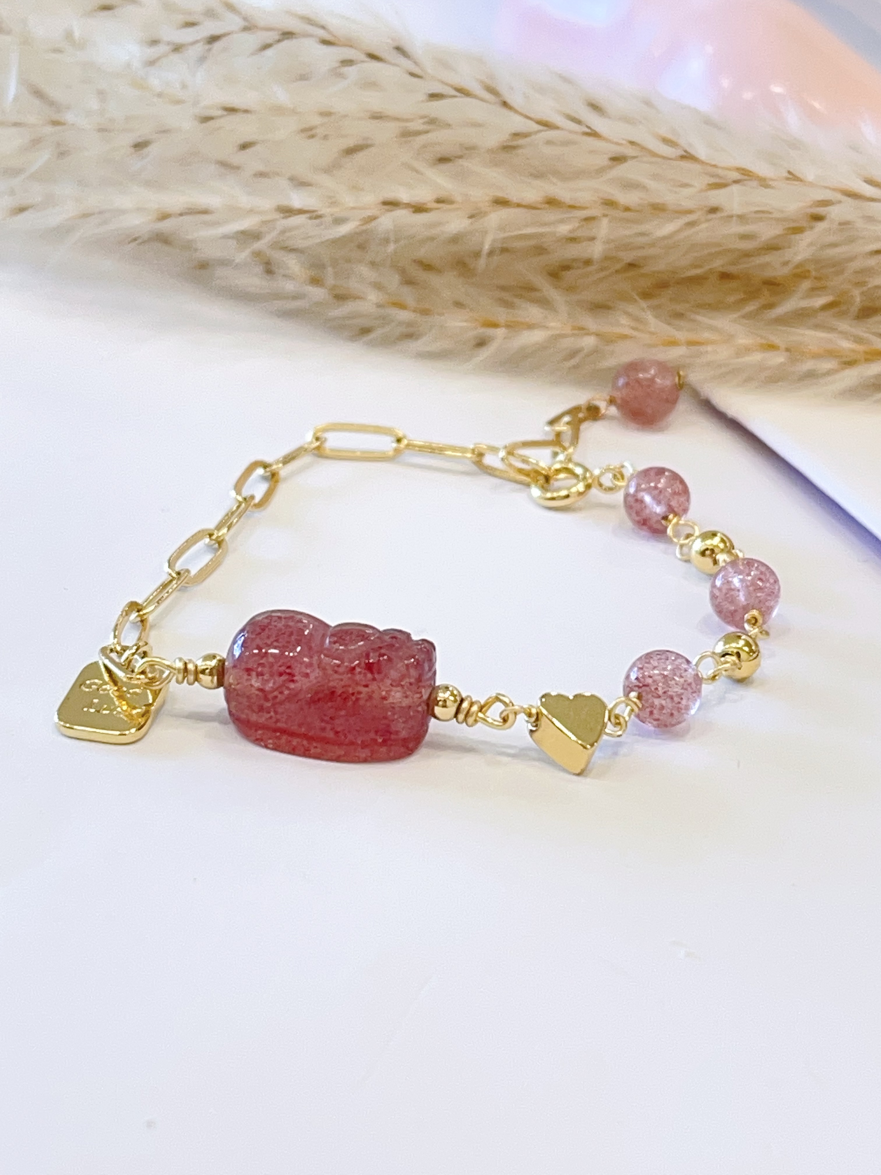 🍓 草莓晶 × 草莓晶貔貅手串 Strawberry Quartz & Strawberry Quartz Pixiu