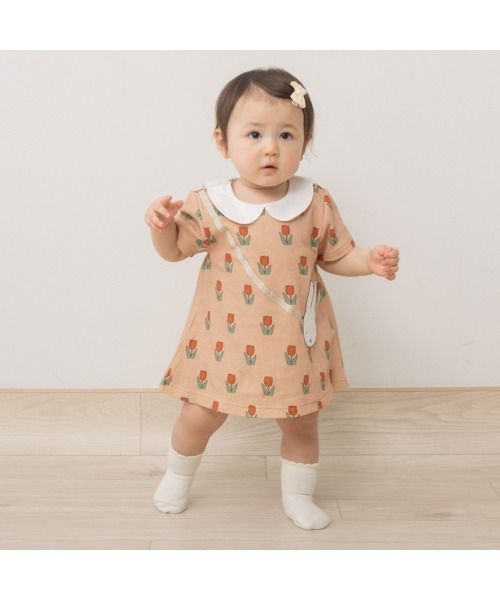 MIFFY BABY KID 半袖連身衣 花花裙 粉紅色