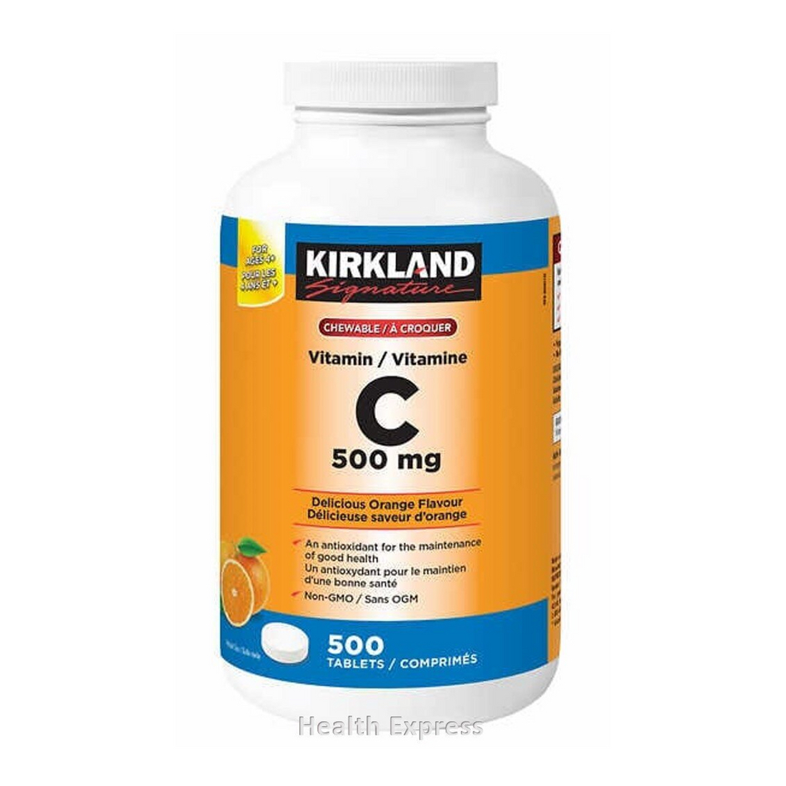 日本Costco  Kirkland Signature 維他命 C 咀嚼片 (500 毫克) 香橙味 500 粒 