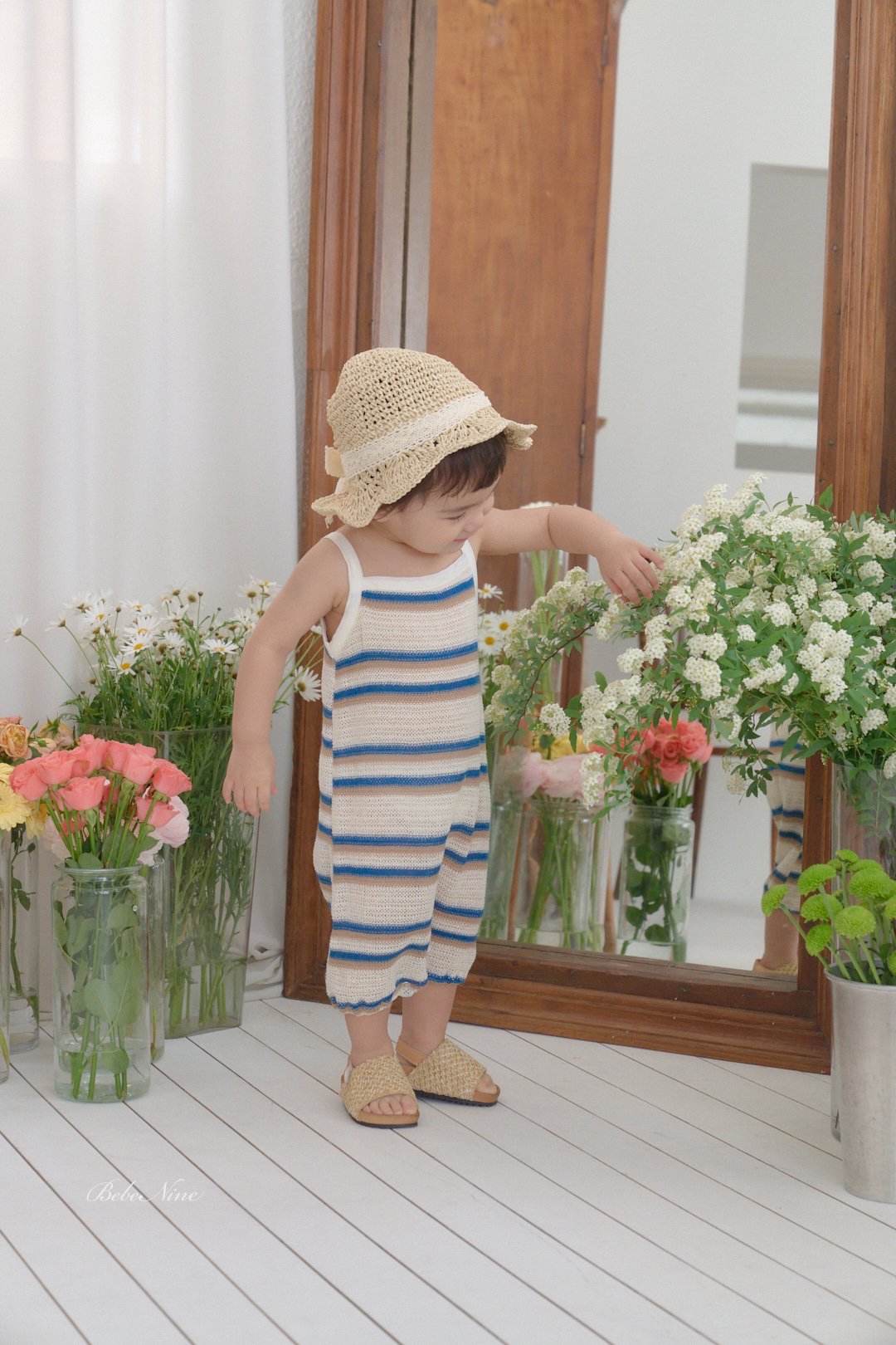 ☀️預訂 韓國直送☀️🇰🇷Bebenine兩色撞色條紋吊帶連身服