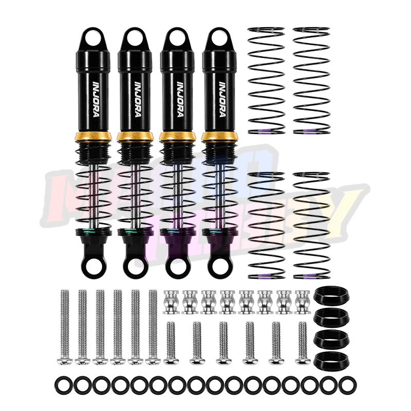 INJORA LS 59mm Aluminum Oil Shocks for 1/18 TRX4M 4PCS BLACK #530384
