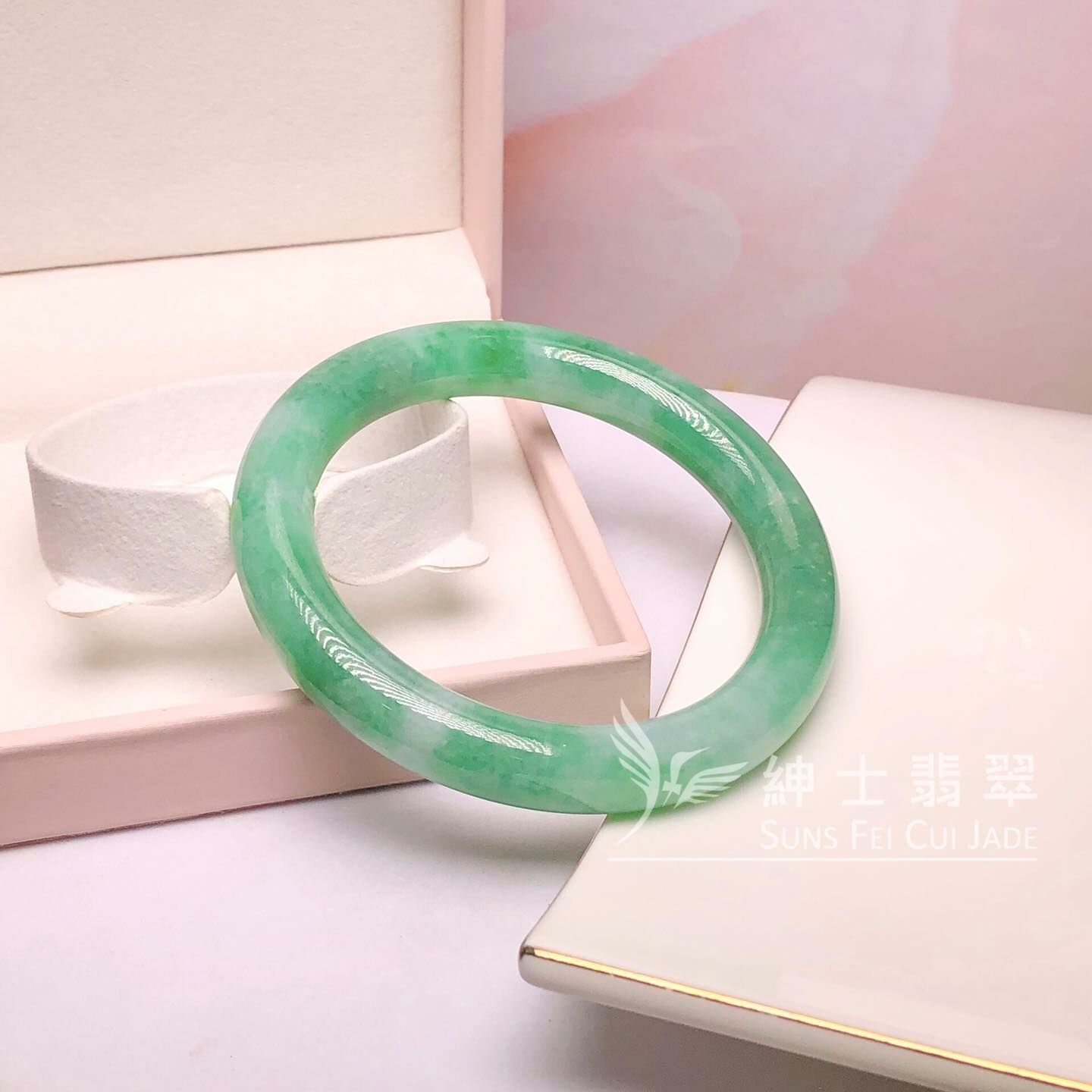 滿綠甜色圓鐲58.6mm