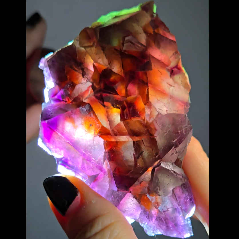 Red phantom octahedral fluorite from China - FL284
