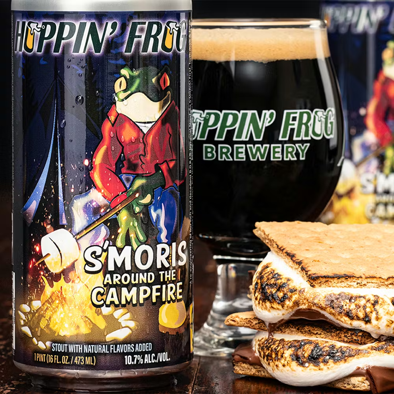 Hoppin' Frog PEANUT BUTTER CHOCOLATE COFFEE / EXTRA QUADRUPLE BELGIAN STYLE / S'MORIS AROUND THE CAMPFIRE