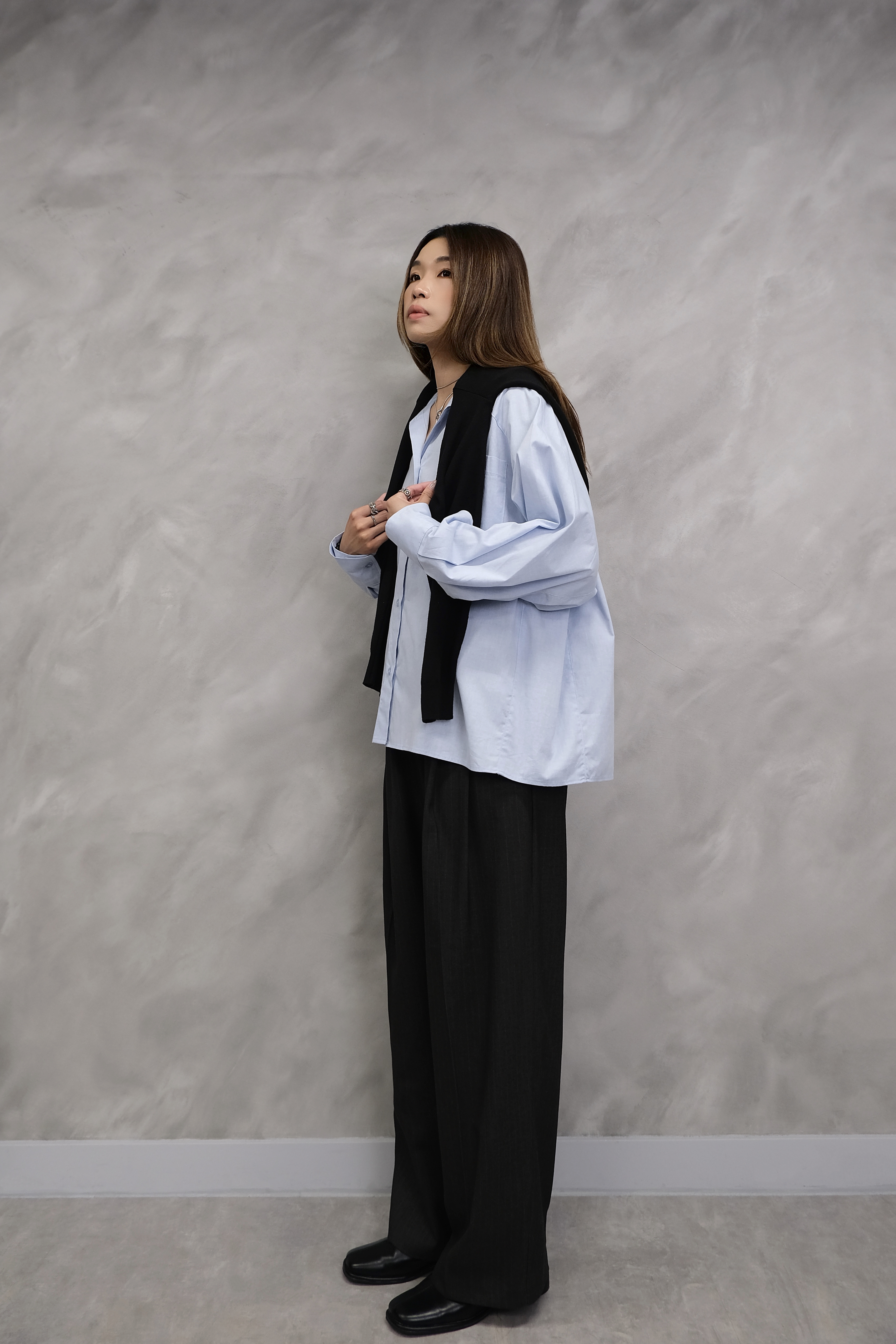 Drawstring Pleated Wide Trousers #pt84
