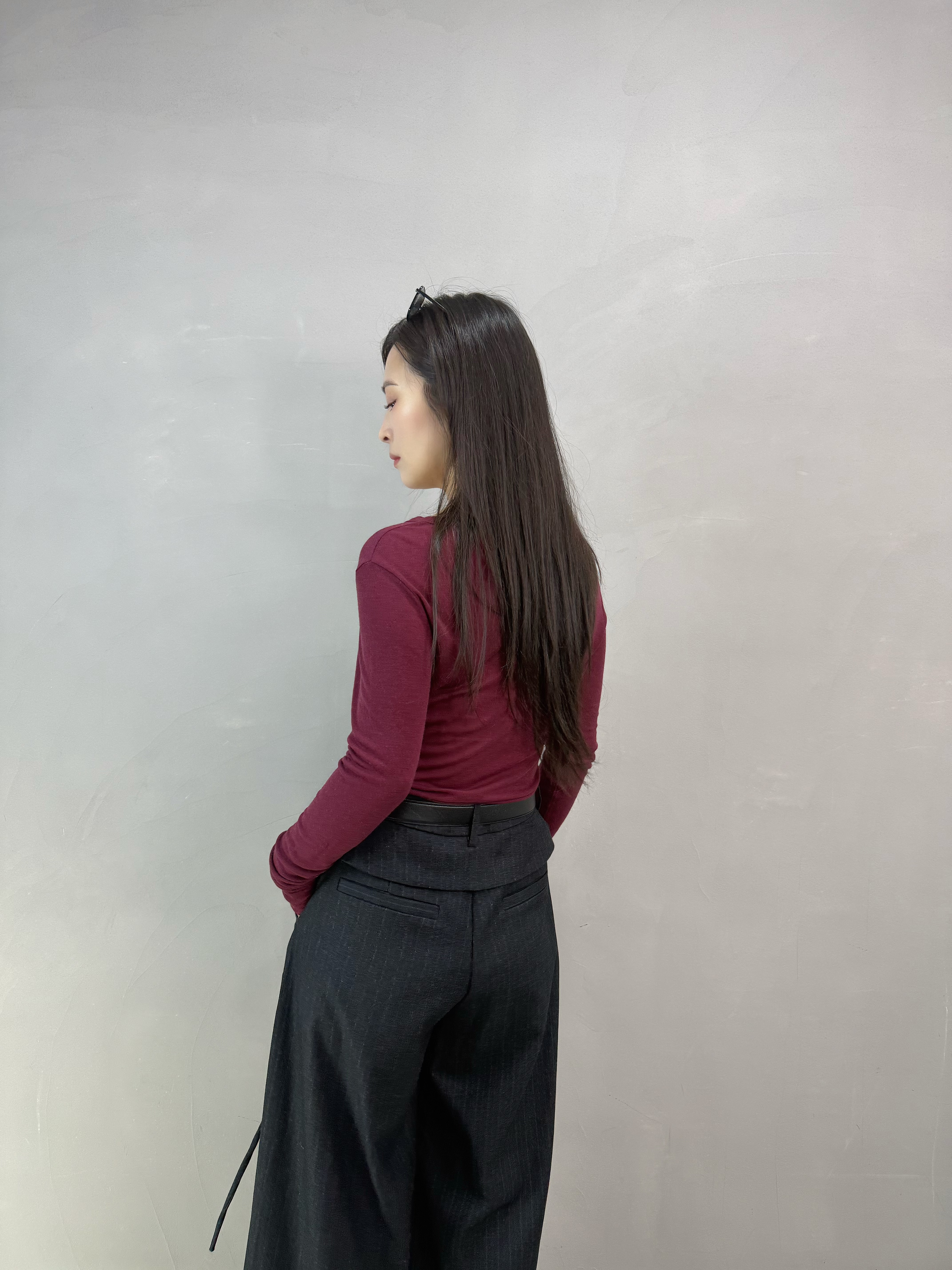H02 ruffle腰條子闊褲