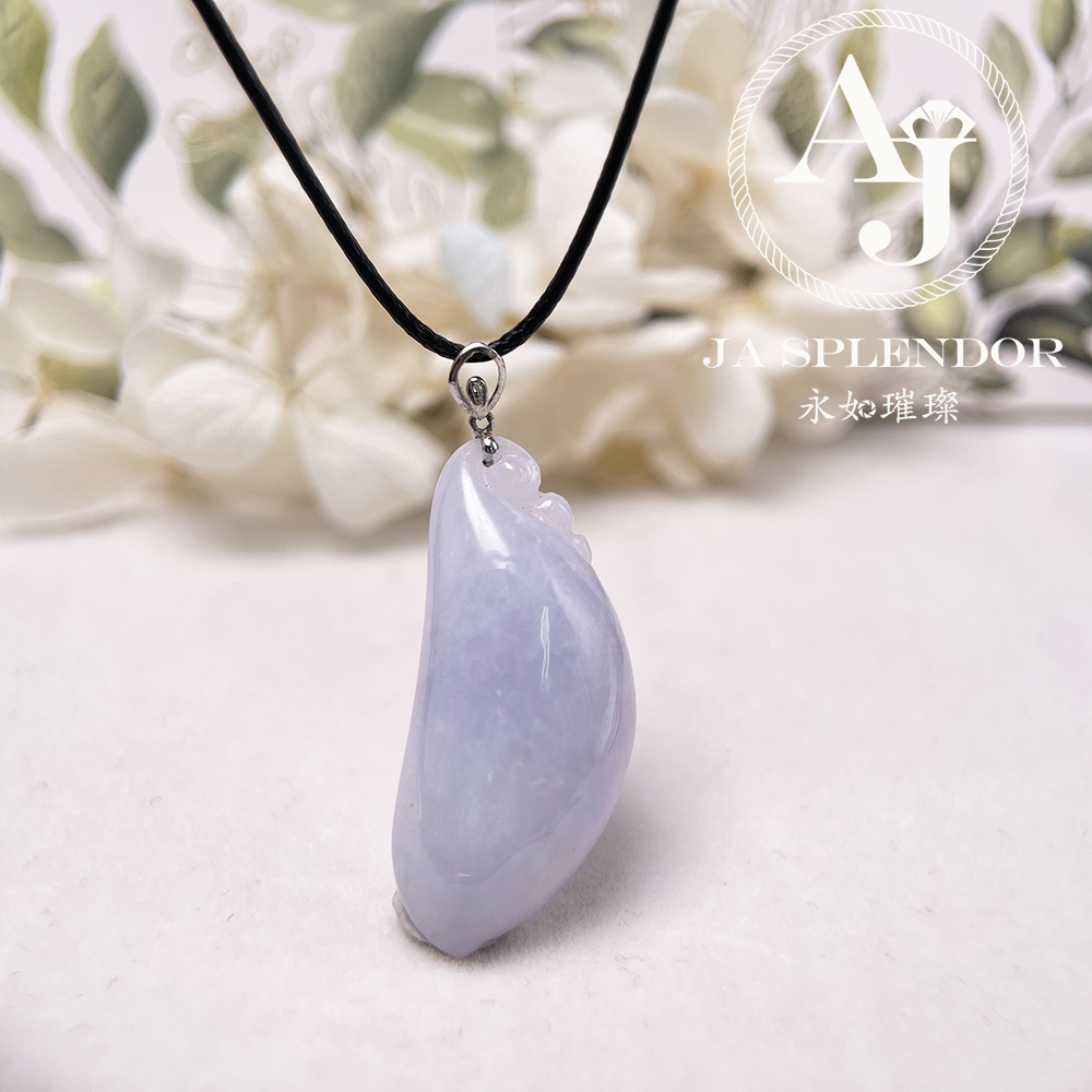 JNK-95 天然翡翠A玉 紫氣東來萬壽股果18K金吊墜