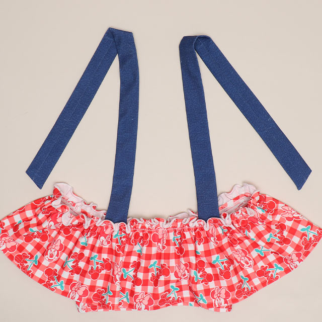 🆕【⭐訂購⭐】 🇯🇵日本直送 🌀#Minnie 荷葉邊領格紋上衣 + 牛仔布褲 泳衣 兩件套🌀 [ELDA-0206][260522]