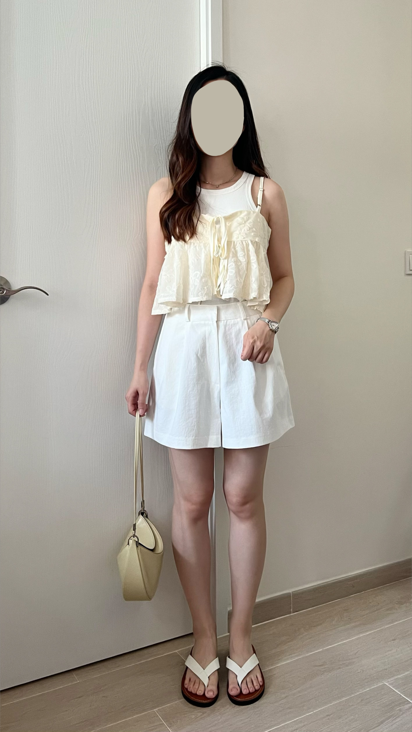 甜價仙氣花花兩穿吊帶背心 杏色