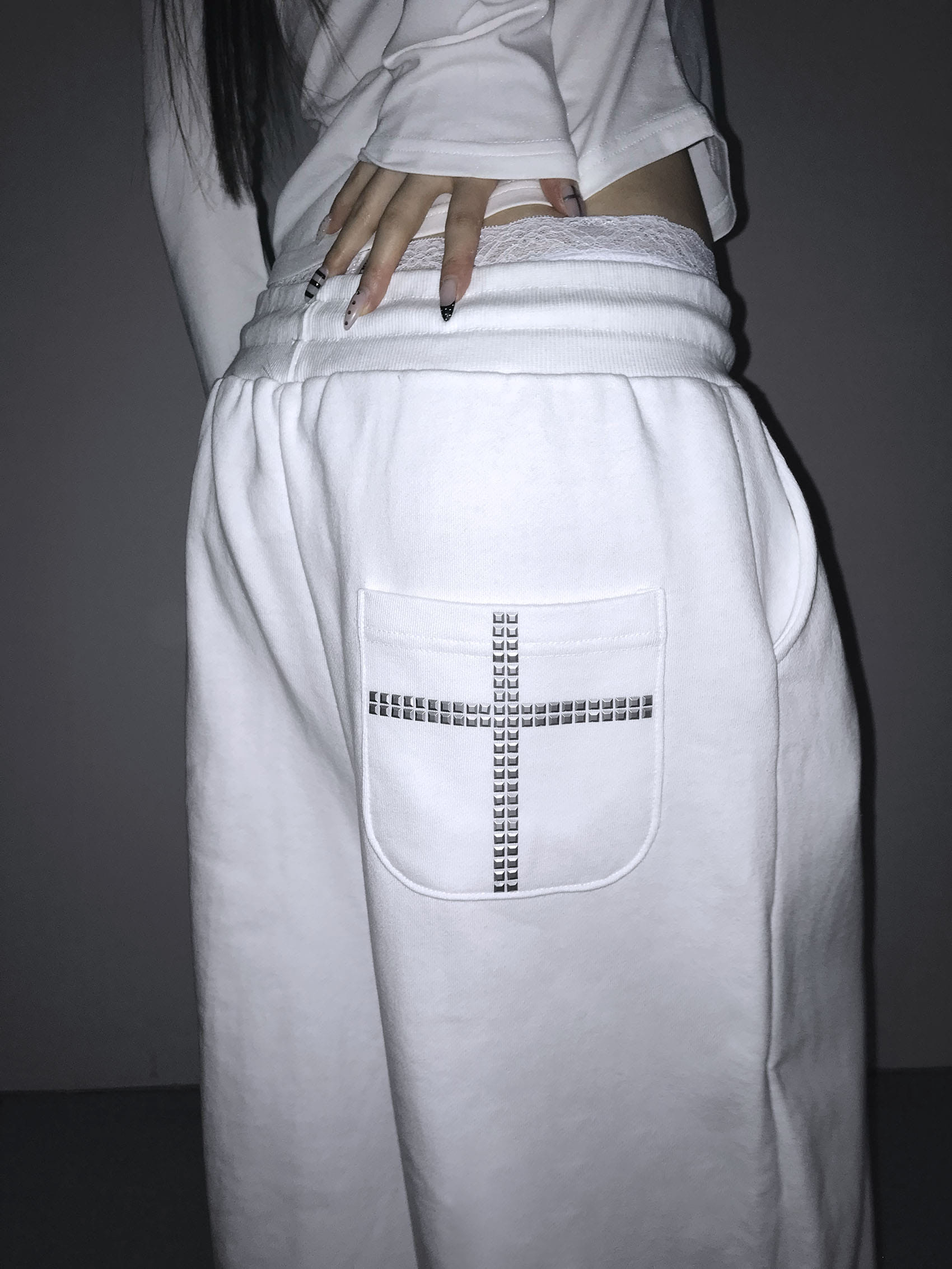 Cross Studded Cuffed Sweatpants