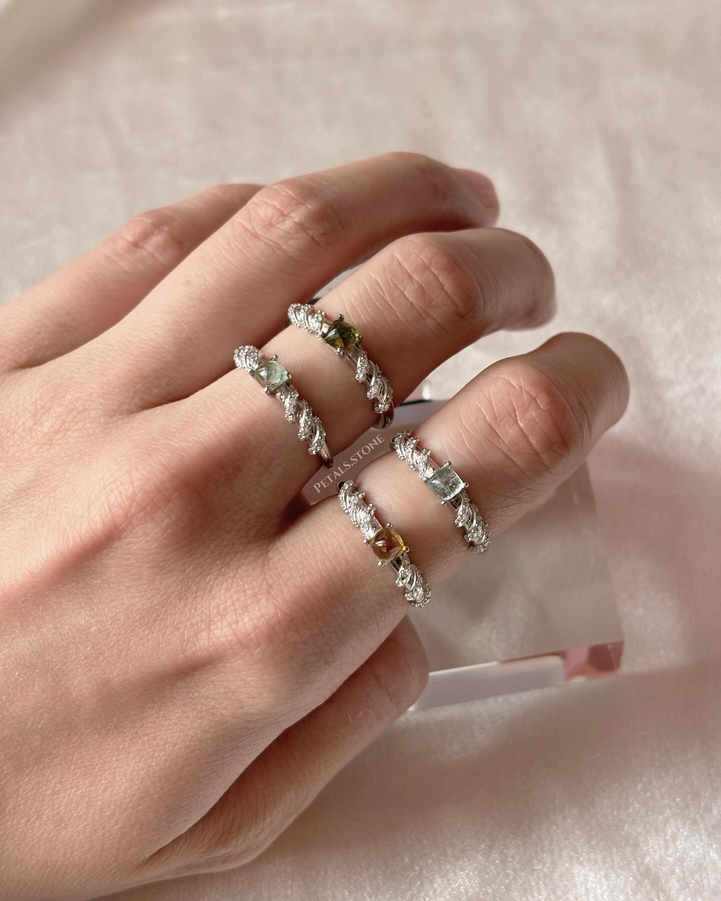 ☇☀︎Twisted design Tourmaline Rings✧