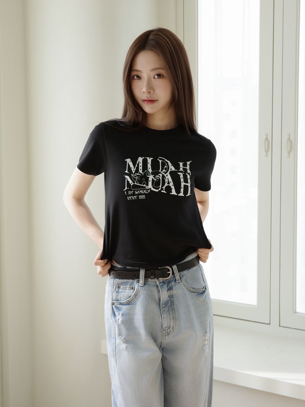 <預訂>🇰🇷MuahMuah cotton model heart crop half T-Shirt