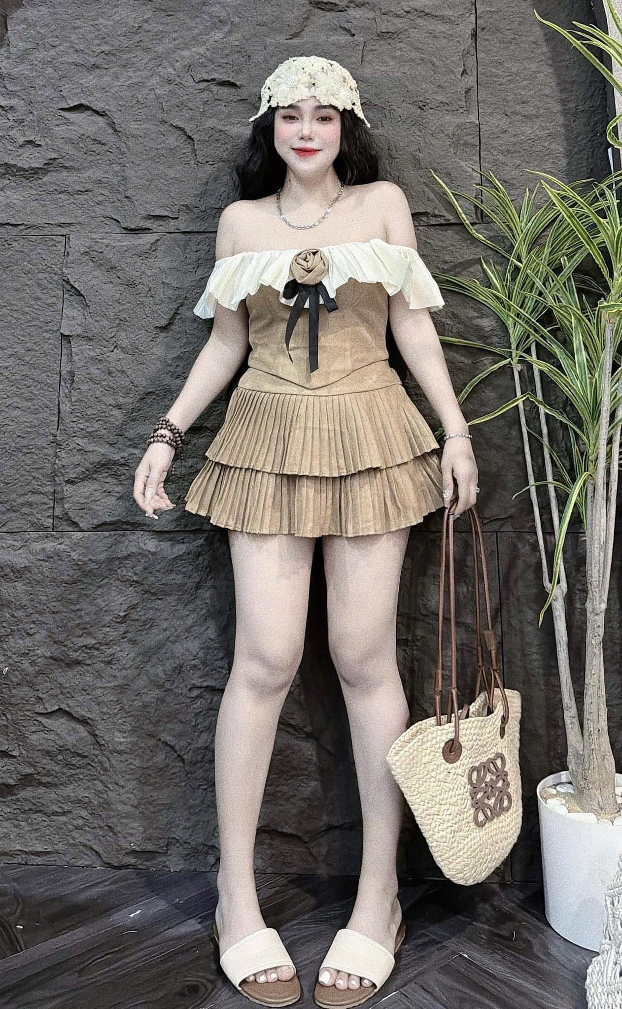 露肩迷你洋裝（两件套）