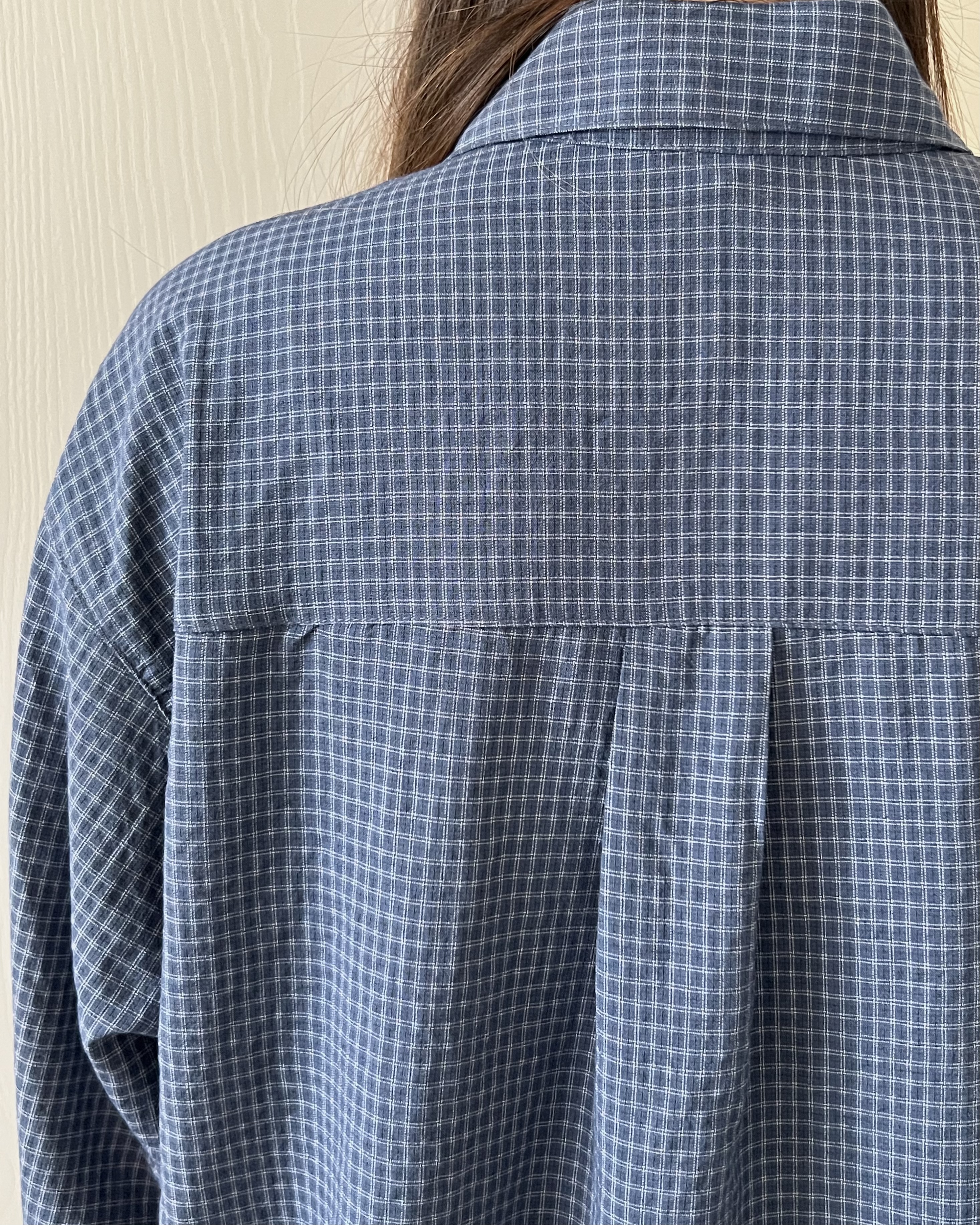 韓風細格紋薄恤衫 