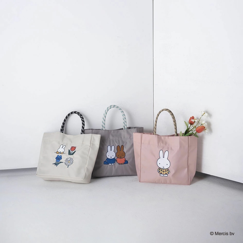2026春夏新作 Dick Bruna miffy College TOTE BAG 刺繍款 灰色 