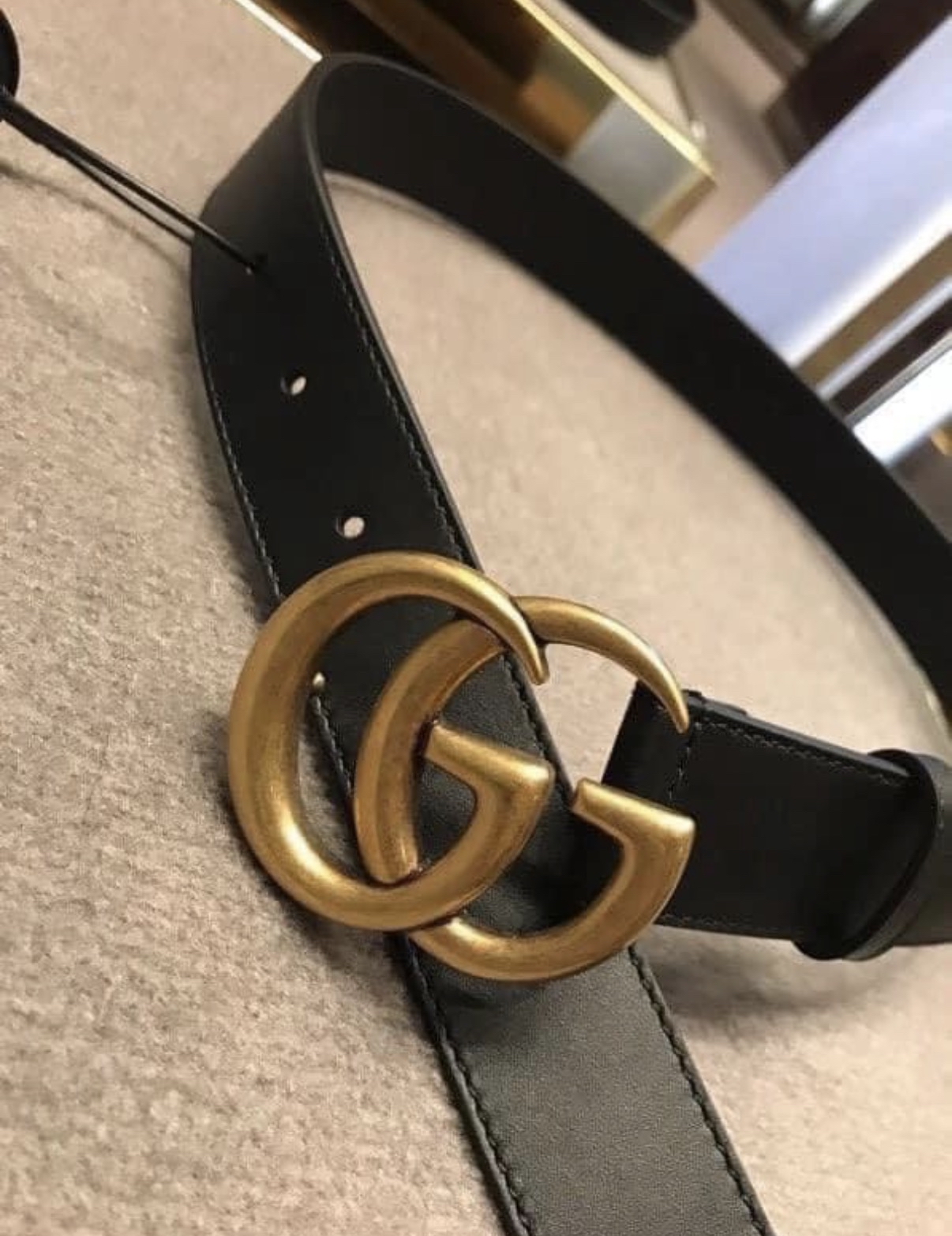 Gucci 經典黑金皮帶 75cm