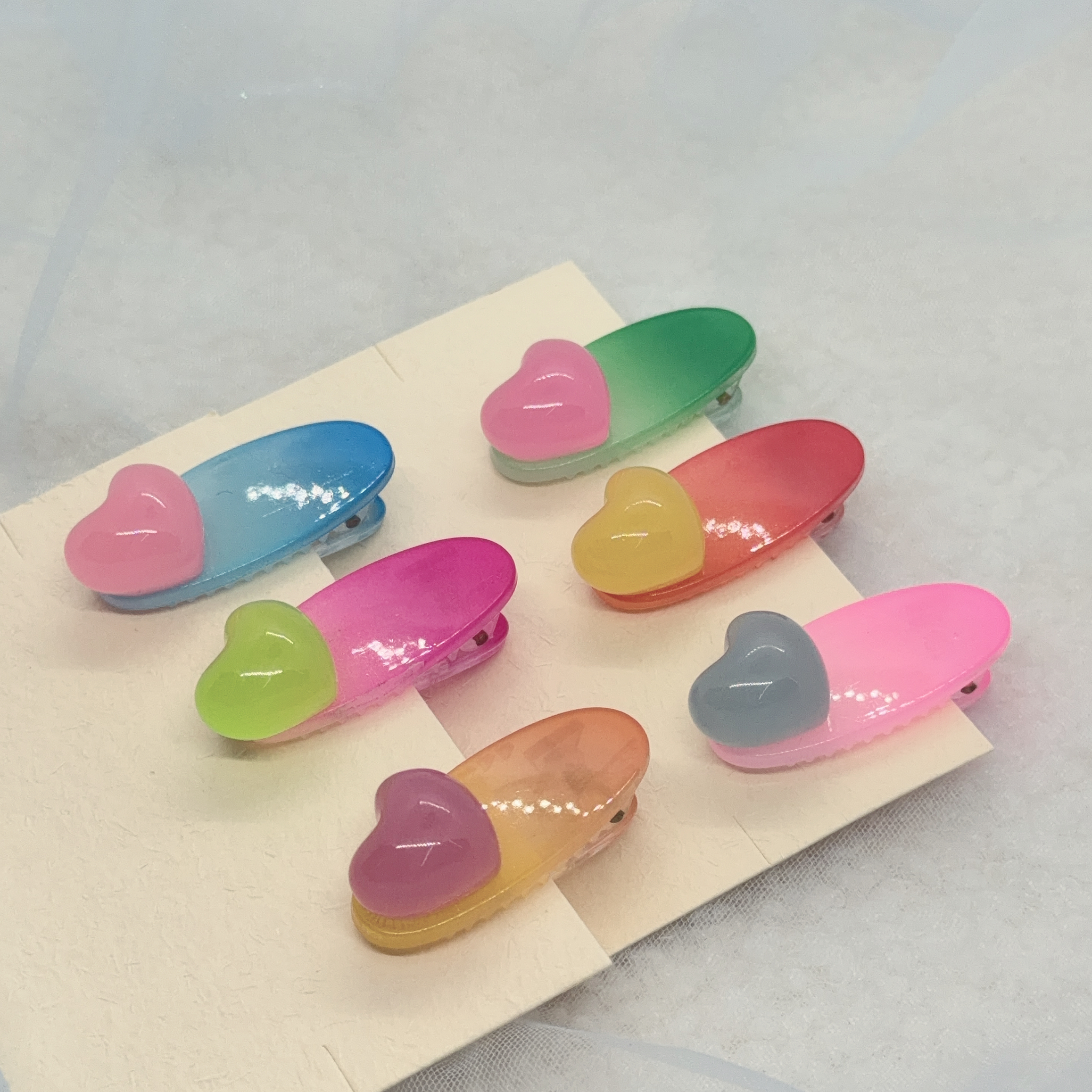 彩色漸變心心 4.5cm鴨咀夾 (6pcs/set)