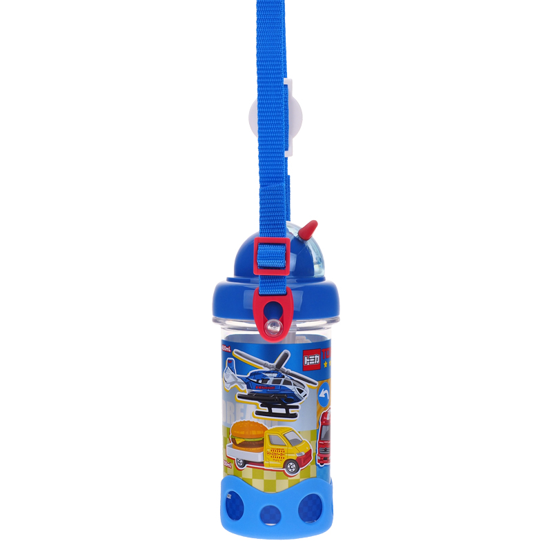 Tomica 450ml BPA & BPS Free Water Bottle w/ Straw & Neck Strap 膠水樽連飲管及頸繩