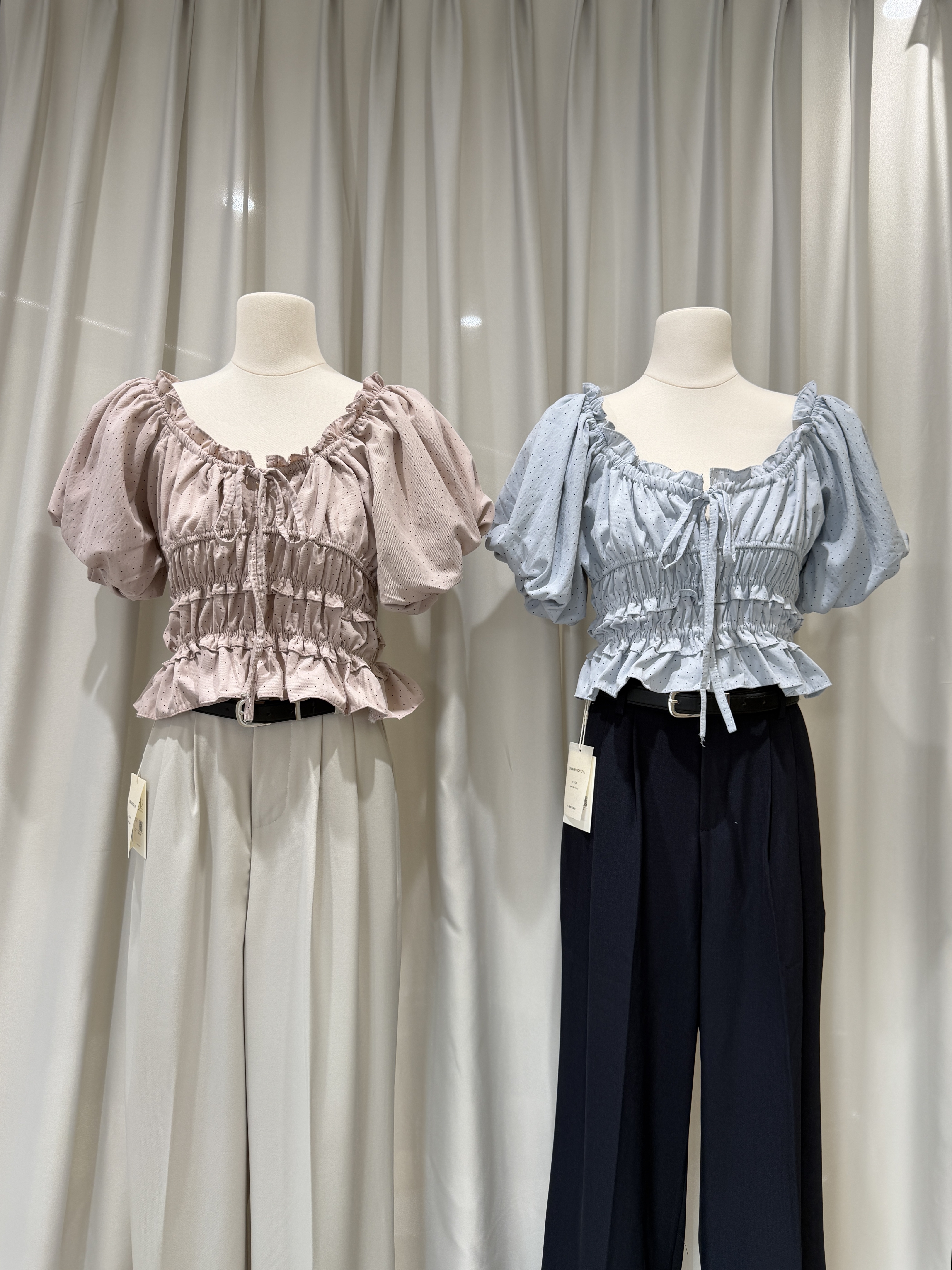 6528 甜美气质收腰系带一字肩