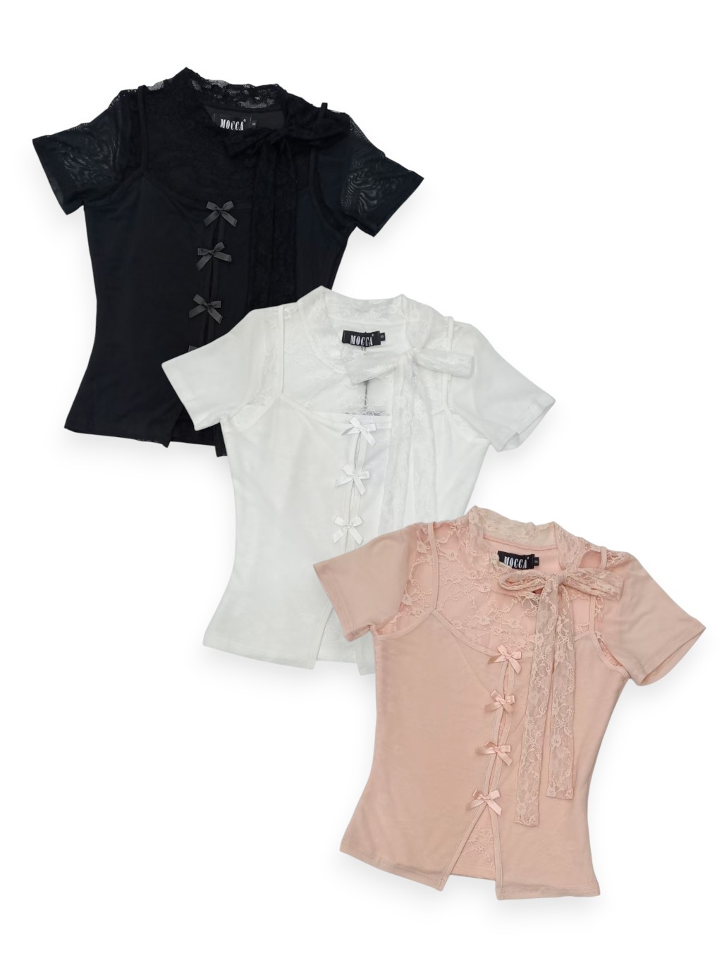 Mesh Lace Fake Two-Piece Top M234