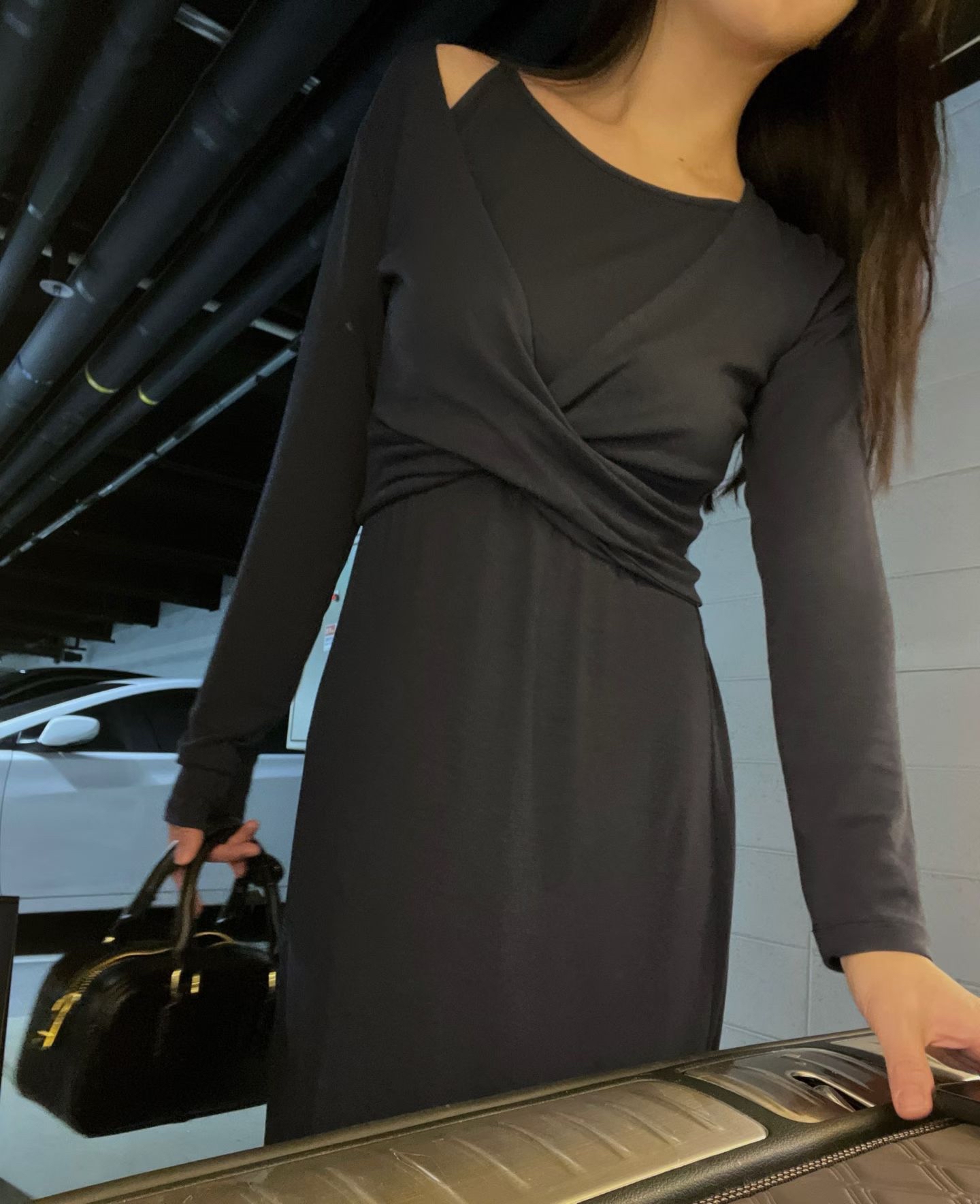 Feminine stretchy long dress SET