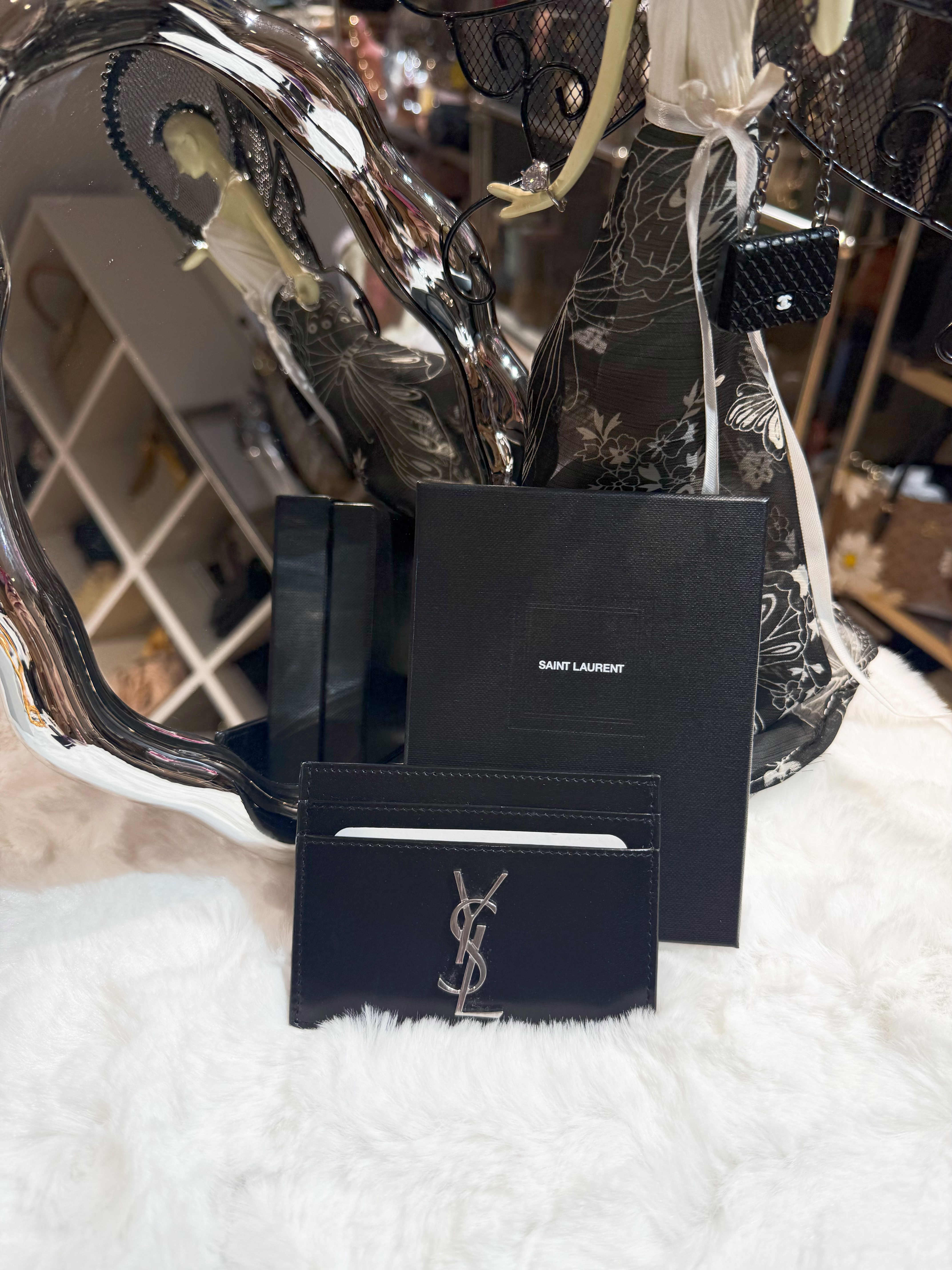 YSL card holder leather/blk/S
