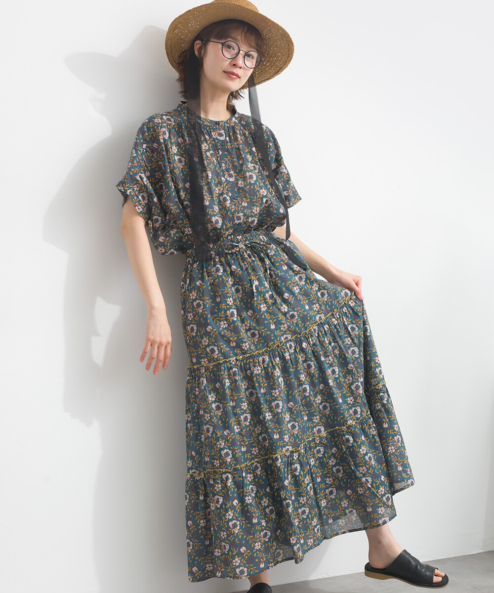 LP - 印度棉復古花卉襯衫 (藍色)