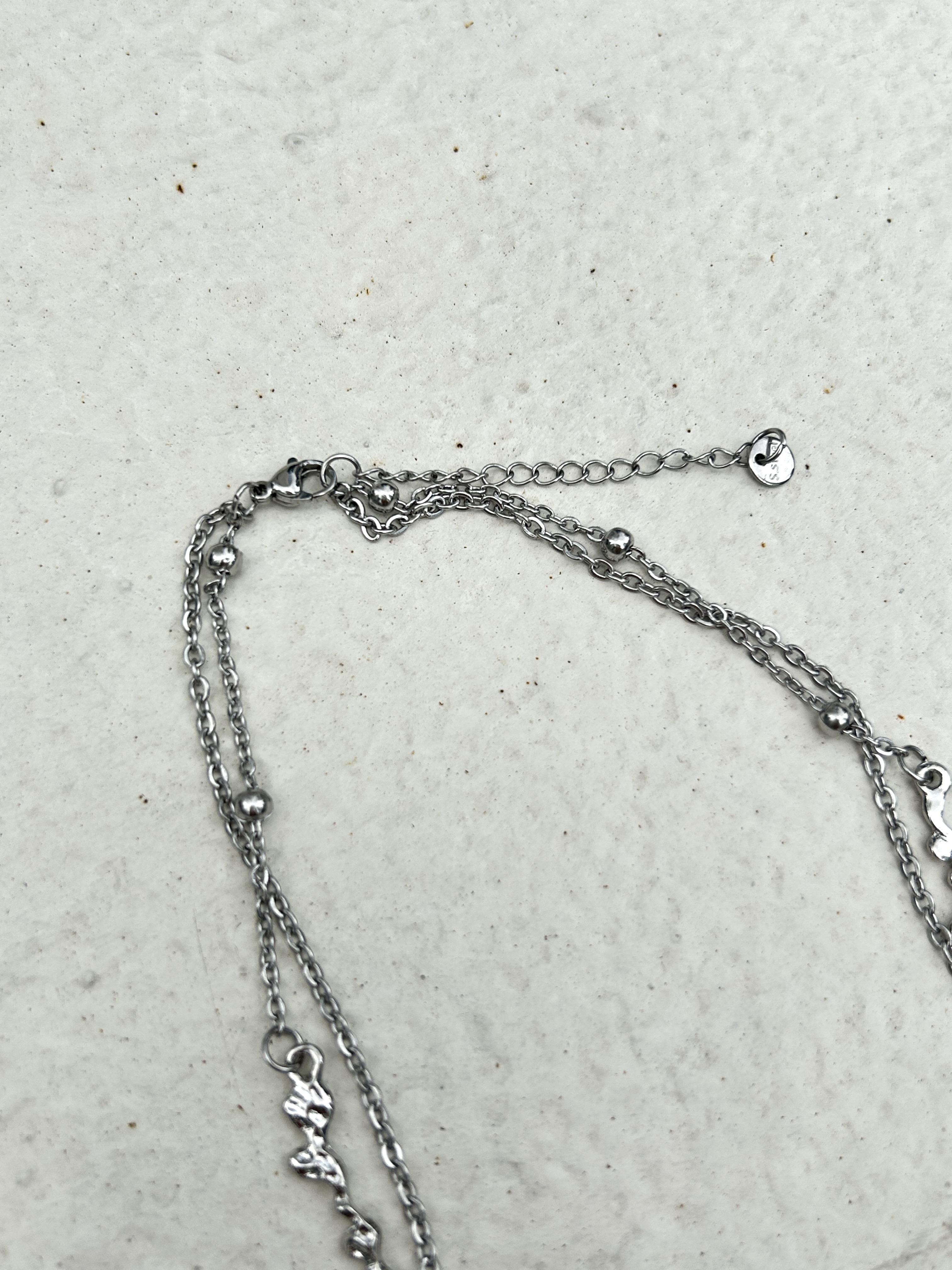 Silver circle rhinestone stainless necklace