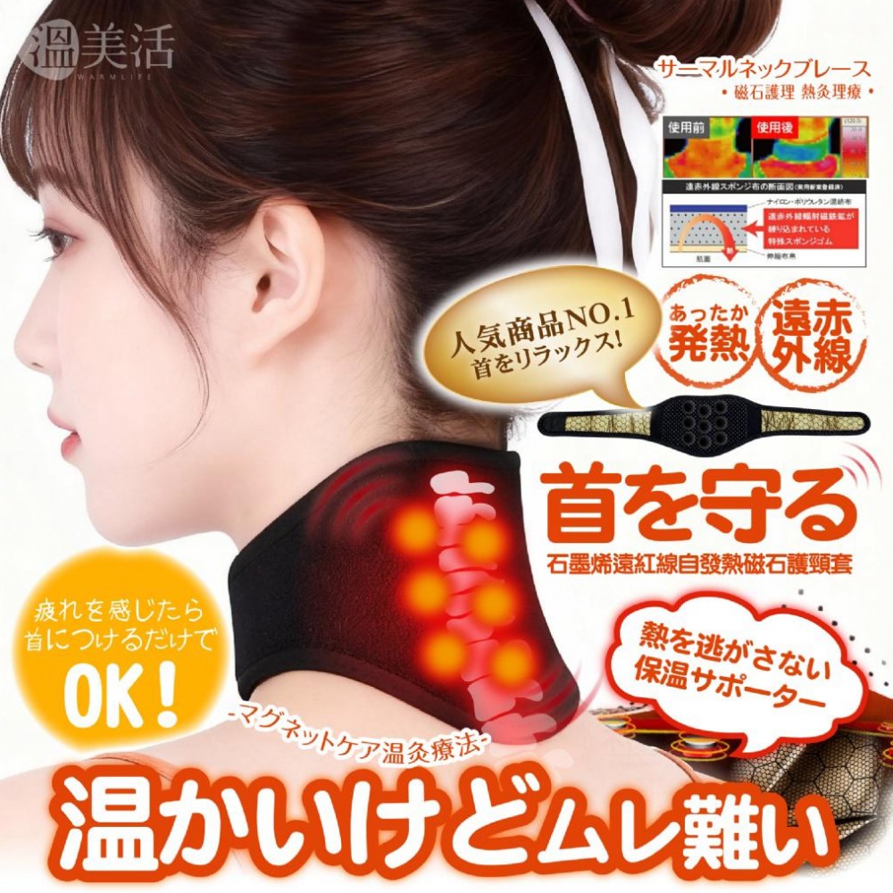 溫美活石墨烯遠紅線自發熱磁石護頸套