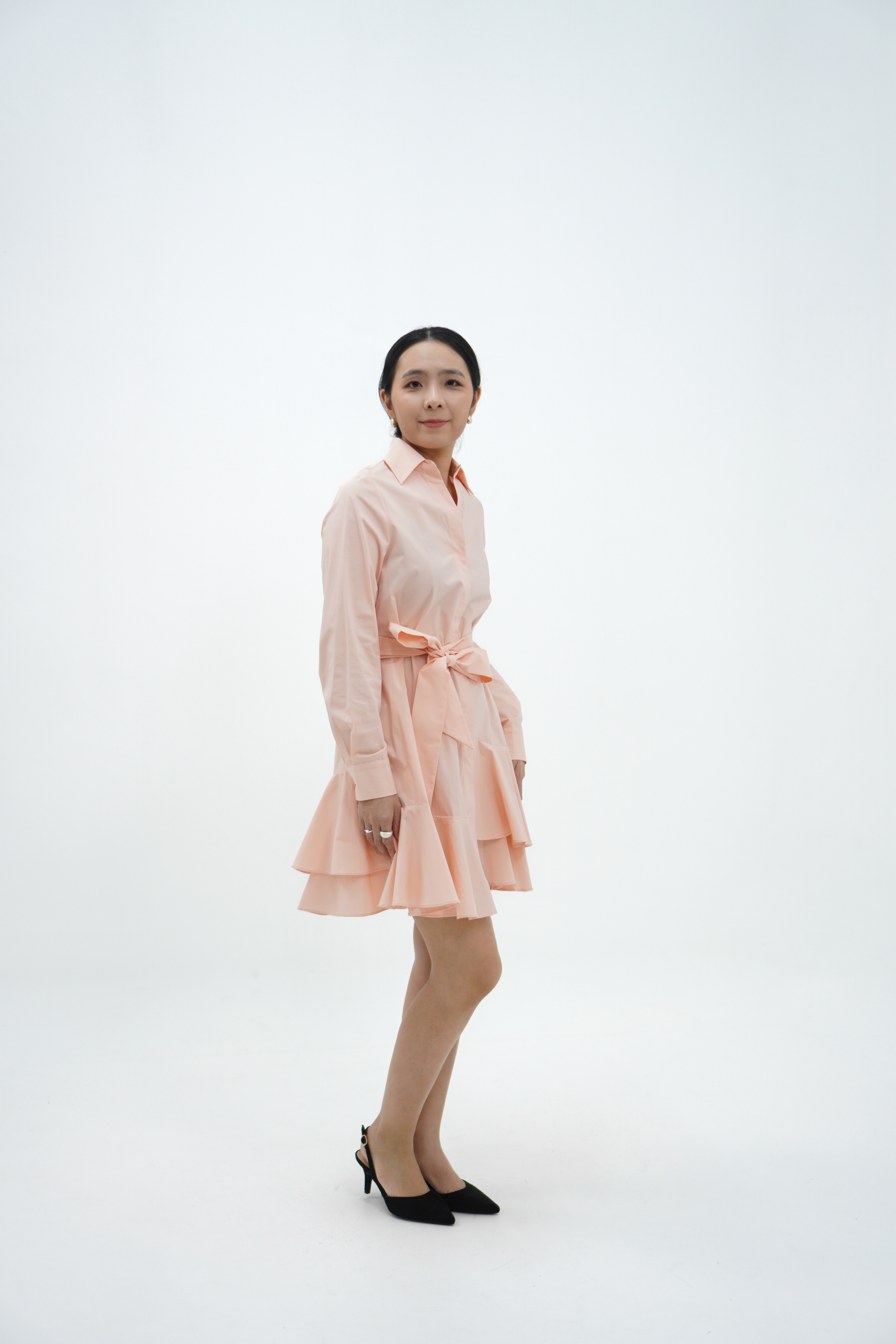 【设计师款】长袖层叠下摆连衣裙 Long Sleeve Dress with Ruffle Hem