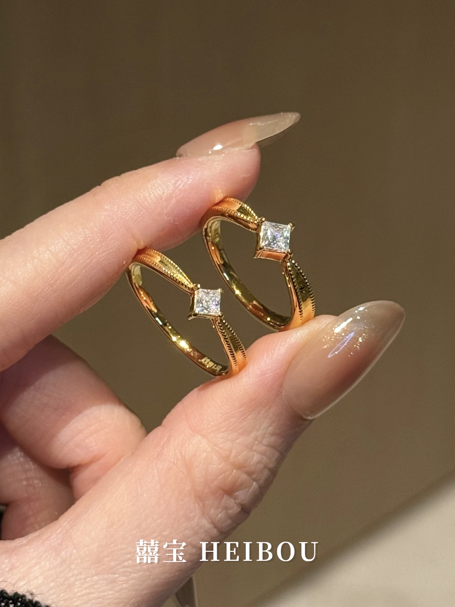 【6D镶嵌】公主方钻戒指