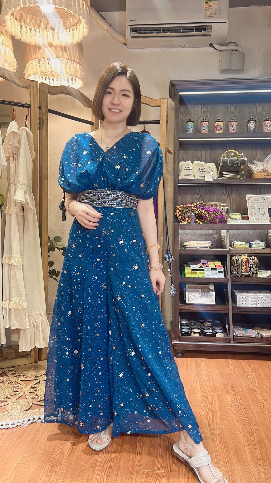 2710 Navy Blue Galaxy Chiffon Top