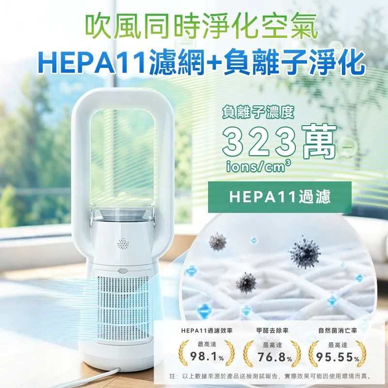 日本Yohome 四季冷暖雙風加濕空氣淨化低噪無葉風扇PRO2.0