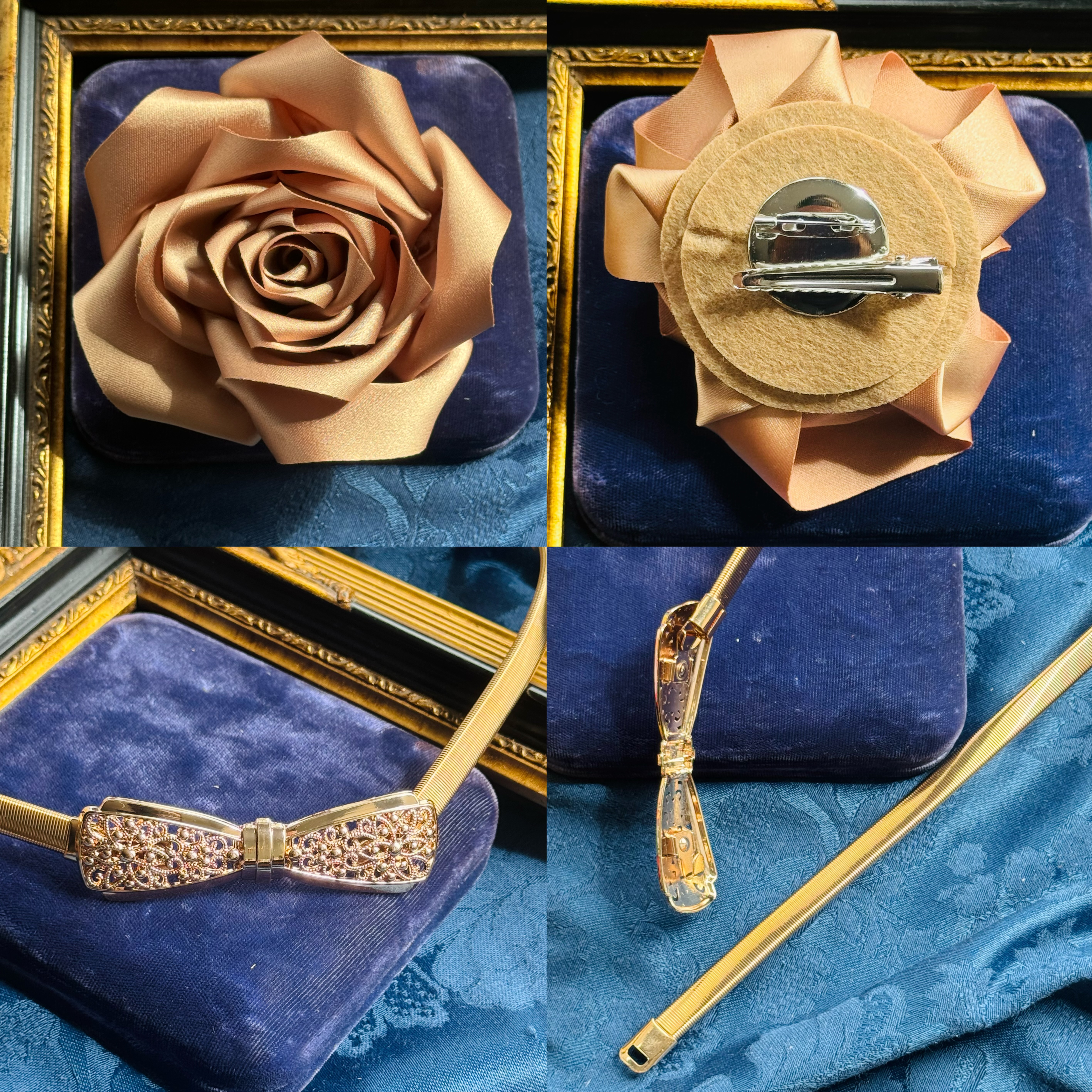 (Ready/Custom-Made)1930s Style Golden Era Glamour Dress- Full Set with Rose and Belt (FM209-F)