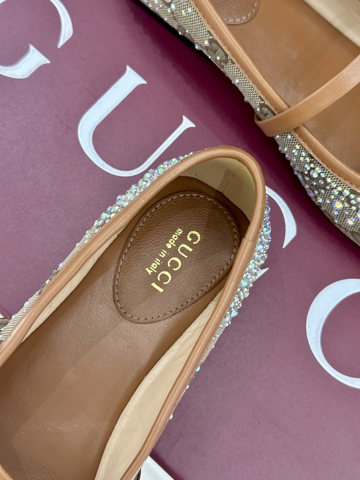 【原單】GUCCI GG Crystal Horsebit Ballet Flats 馬銜扣蝴蝶結彩鑽芭蕾鞋
